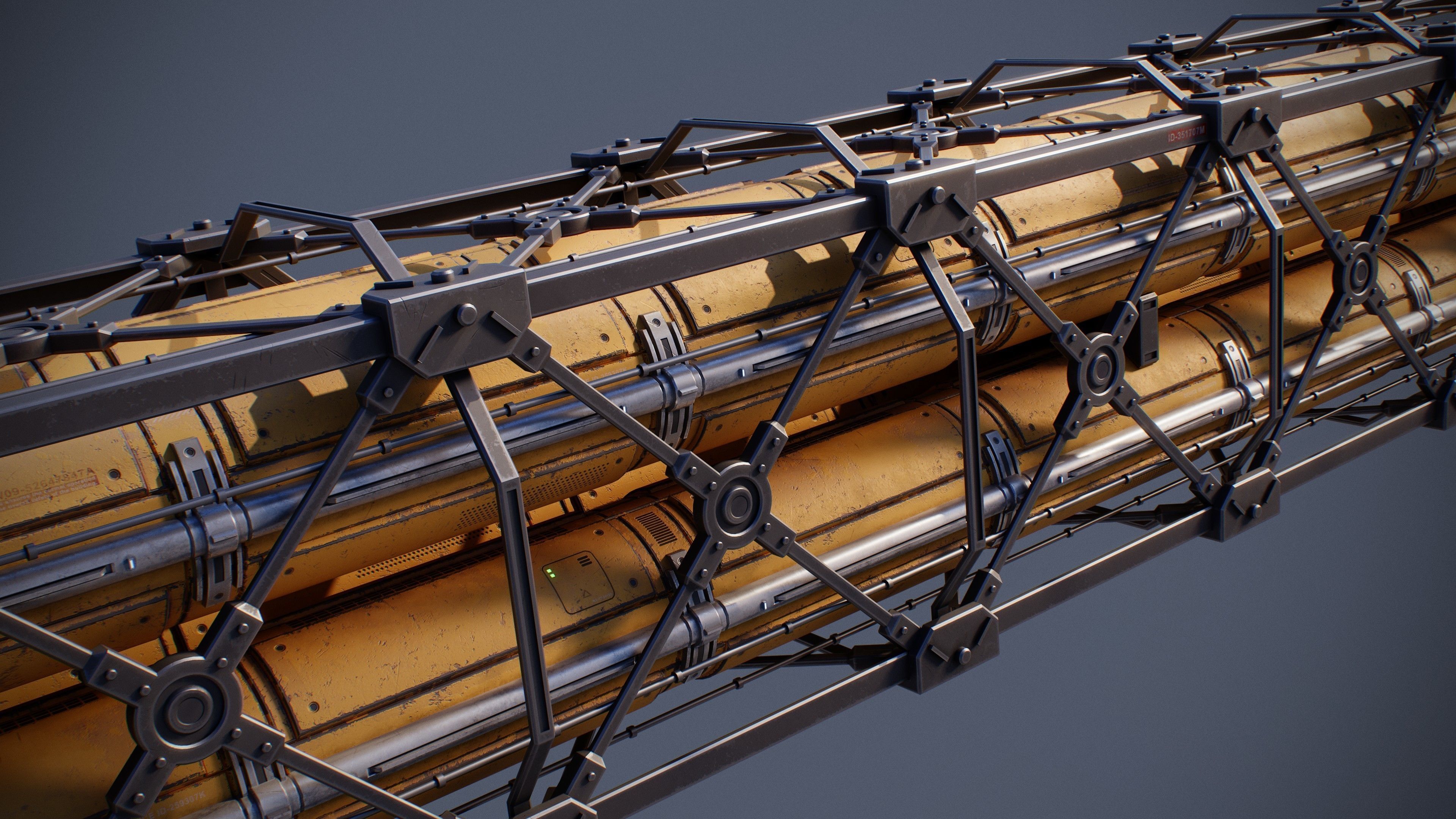 Sci-Fi Tubes Cables pipe Kit Vol 03-PBR Low-poly 3D model_16