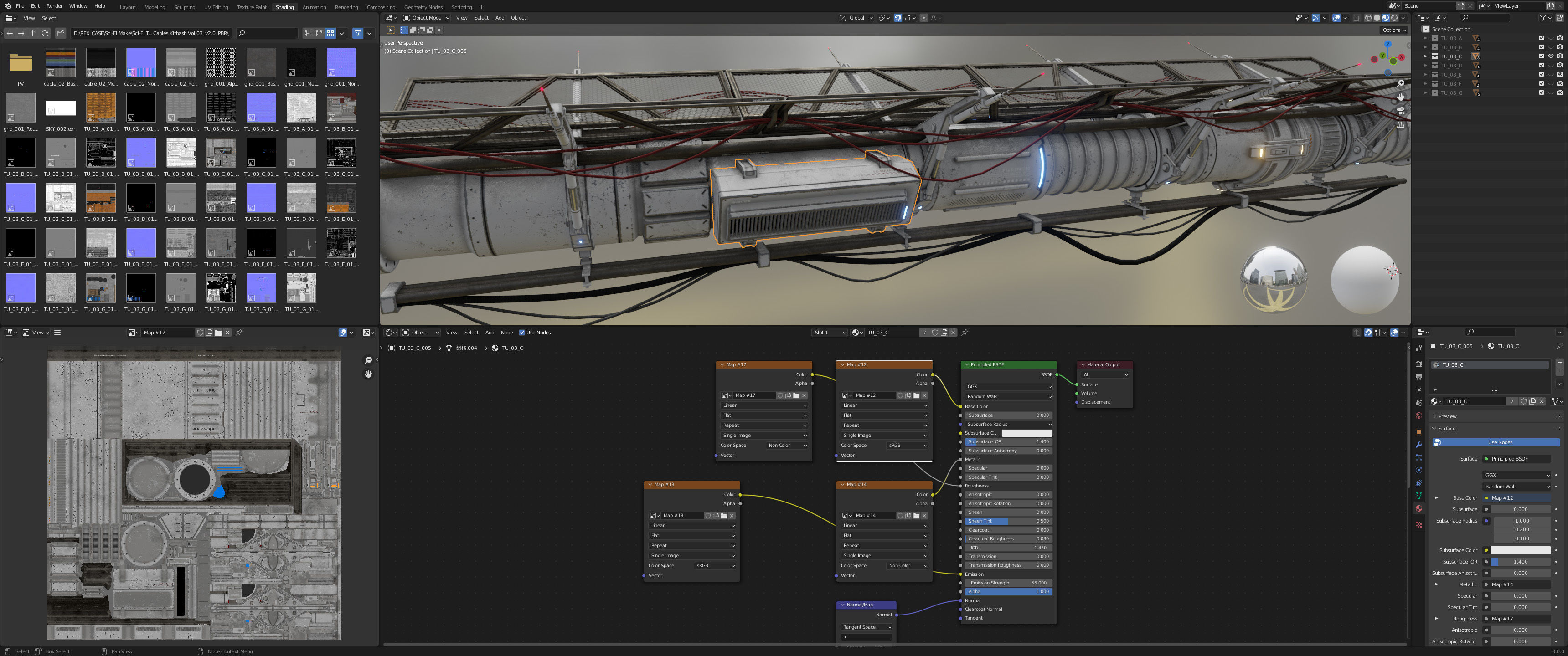 Sci-Fi Tubes Cables pipe Kit Vol 03-PBR Low-poly 3D model_28