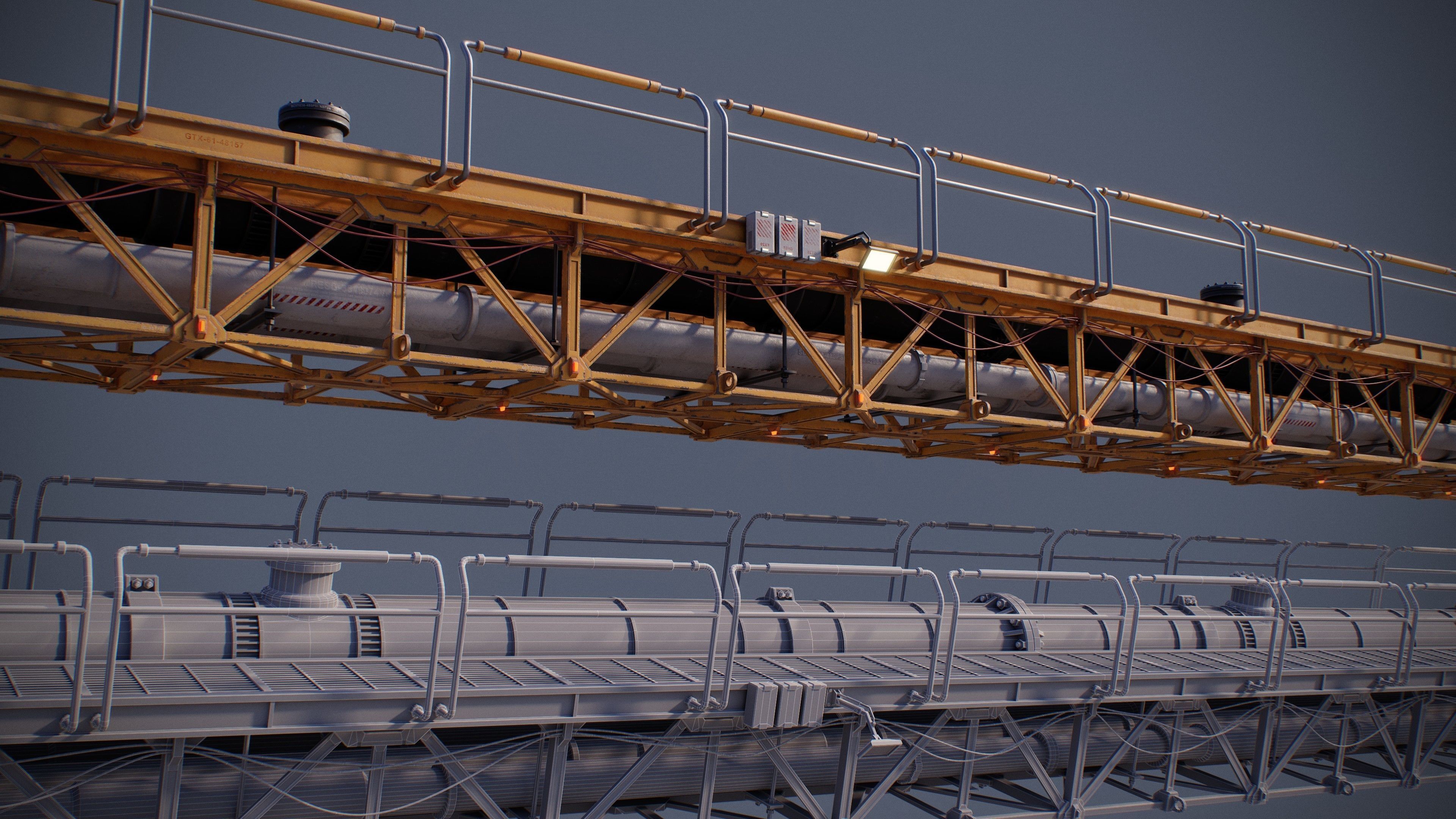 Sci-Fi Tubes Cables pipe Kit Vol 03-PBR Low-poly 3D model_12