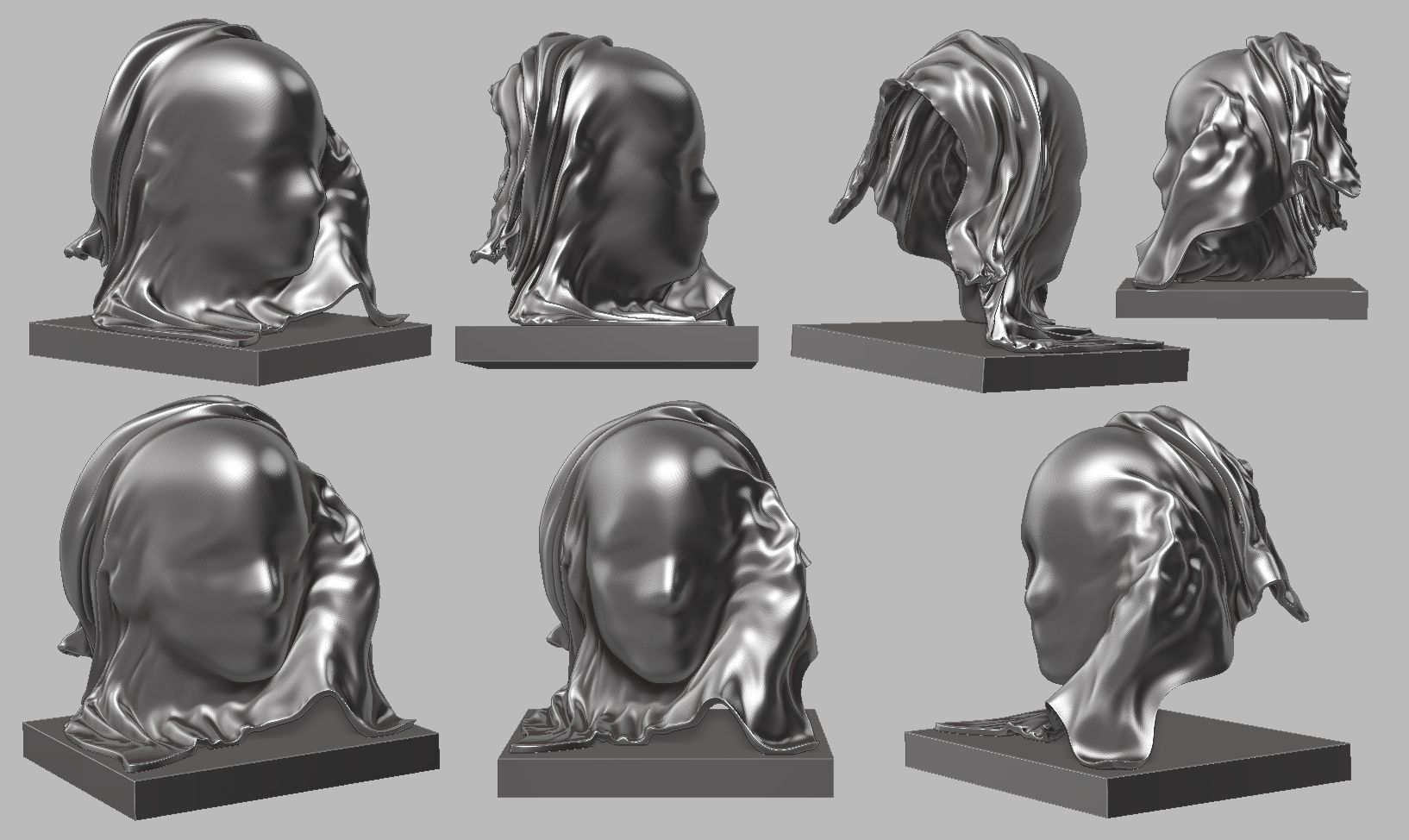 Concept fabric face sculpture 3D print model_14