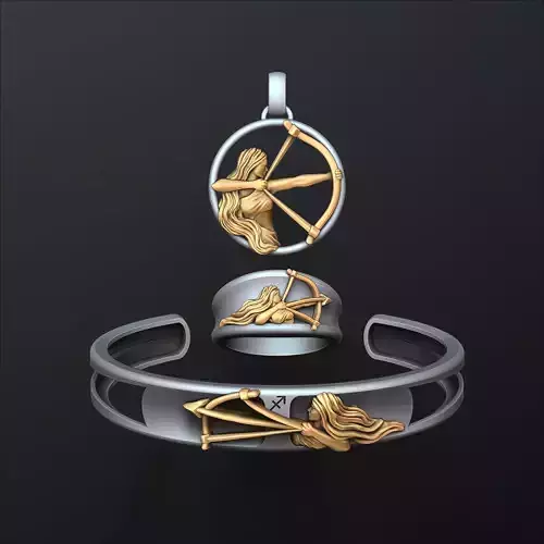 Zodiac Horoscope Sagittarius ring pendant bracelet collection
