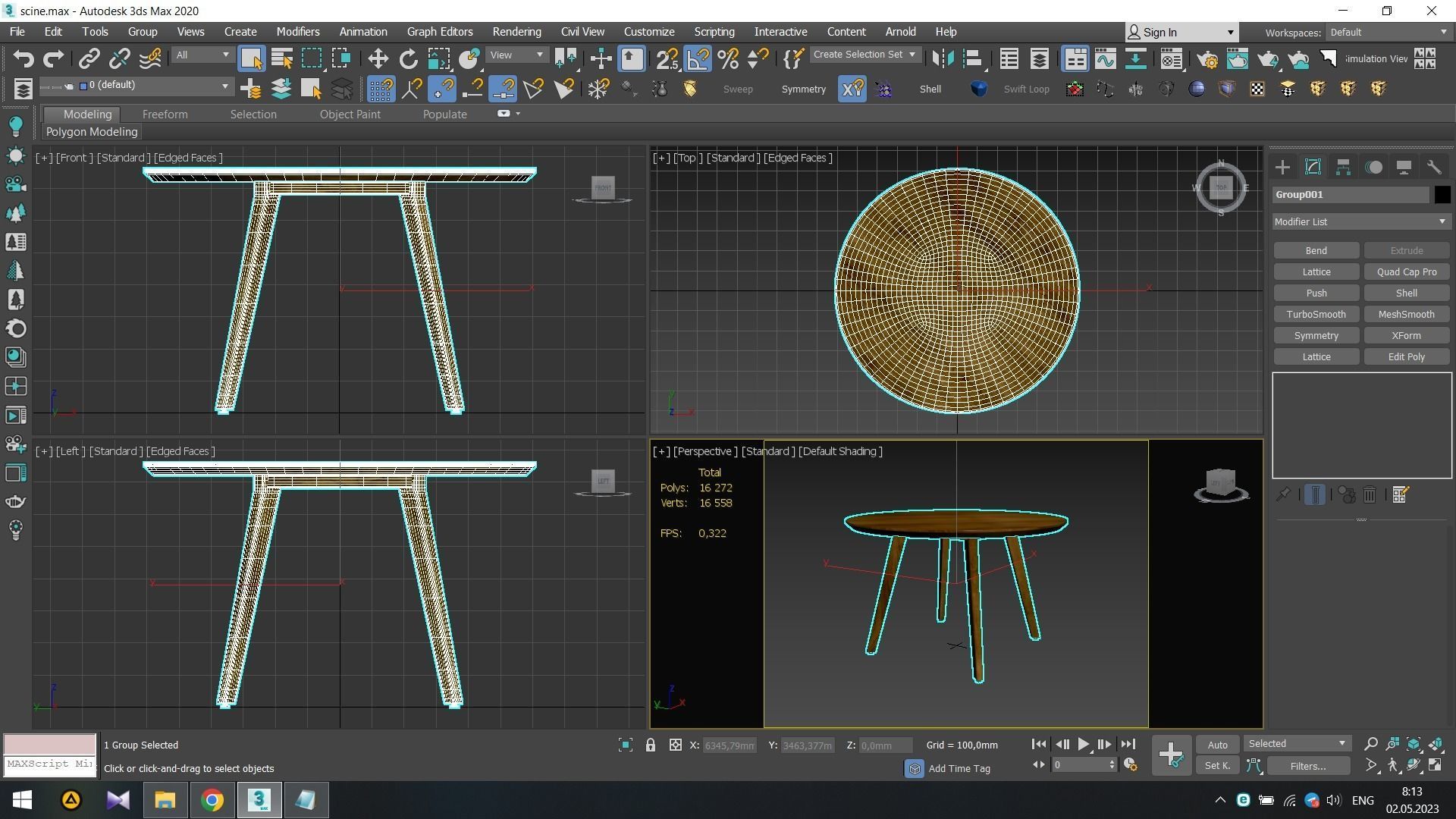 Wagner Round Dining Table Low-poly 3D model_4