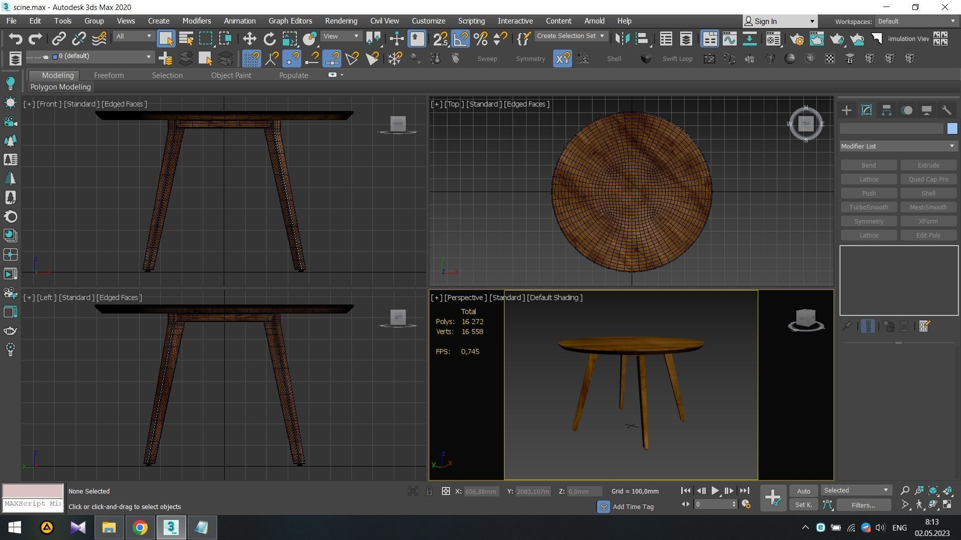 Wagner Round Dining Table Low-poly 3D model_5