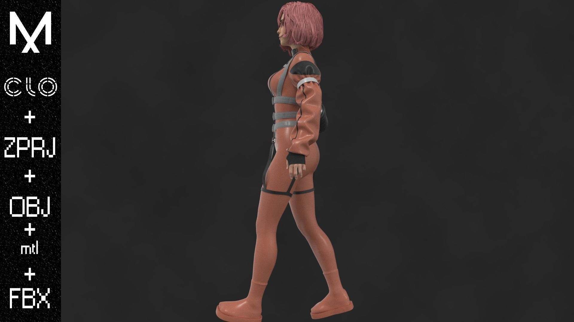 Female CyberPunk Outfit OBJ mtl FBX ZPRJ 3D model_5