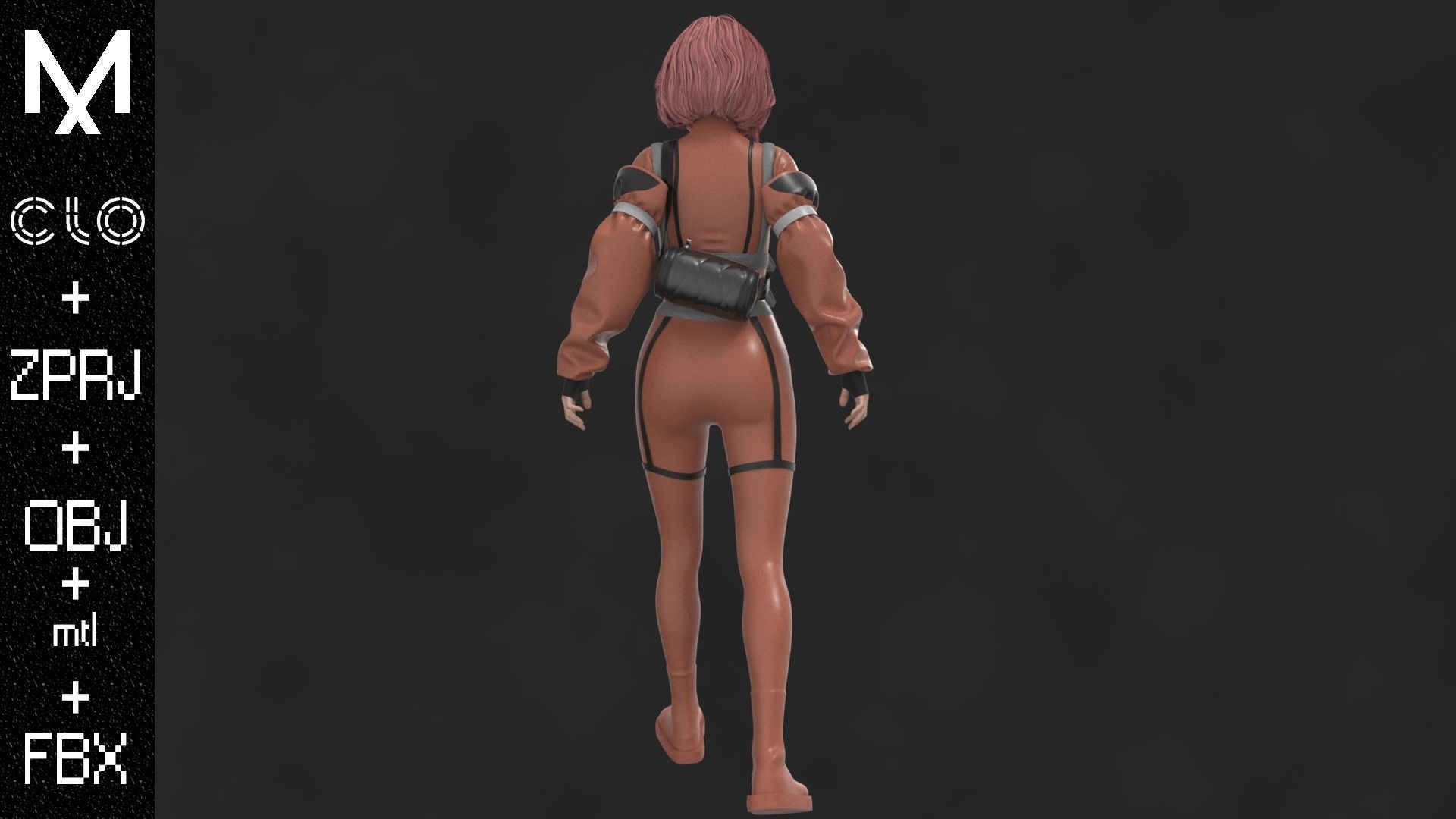 Female CyberPunk Outfit OBJ mtl FBX ZPRJ 3D model_6
