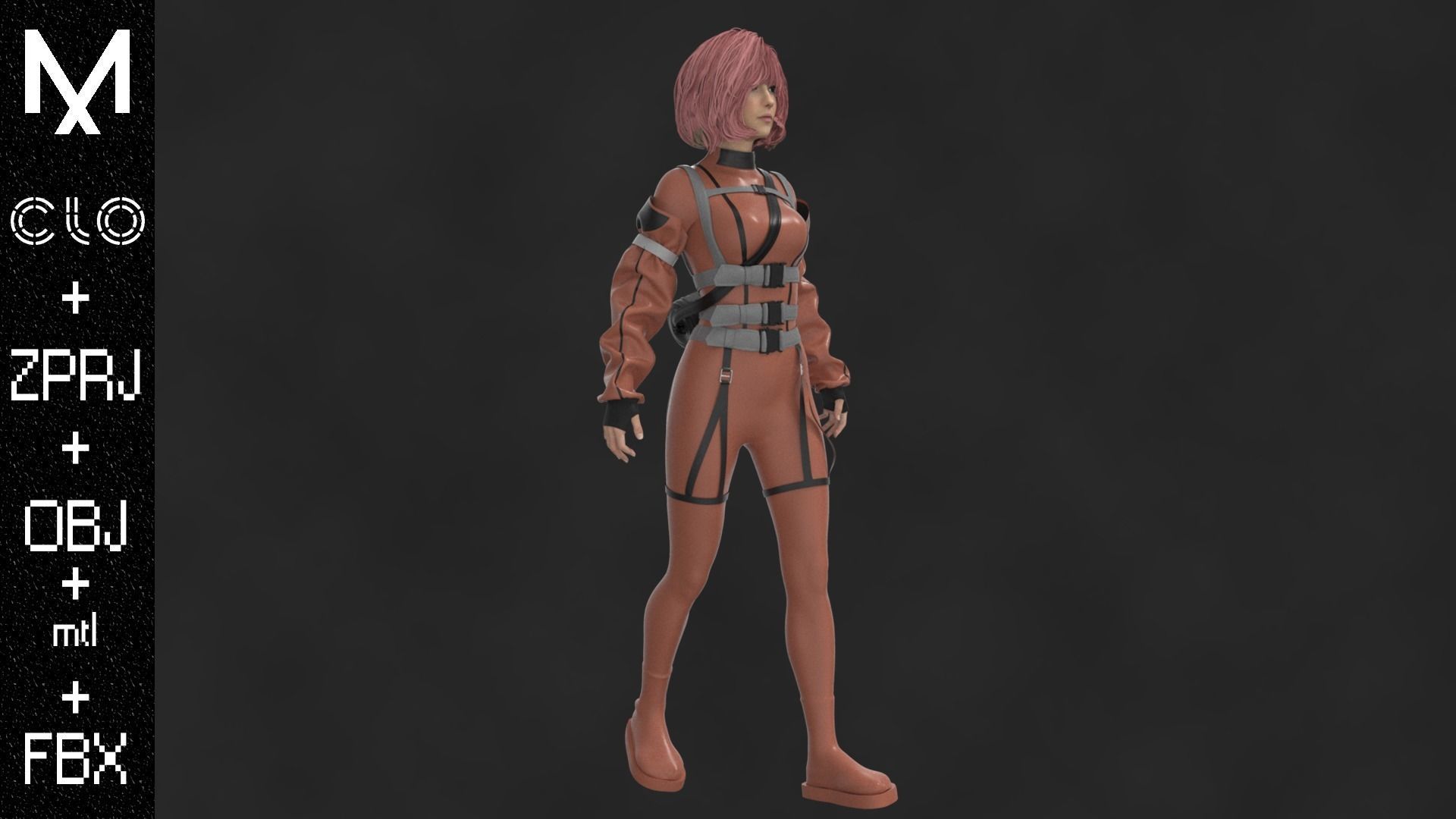 Female CyberPunk Outfit OBJ mtl FBX ZPRJ 3D model_3