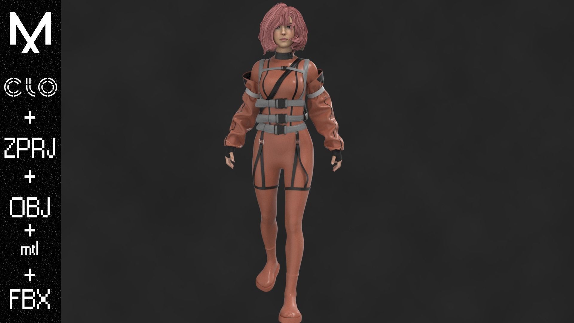 Female CyberPunk Outfit OBJ mtl FBX ZPRJ 3D model_2