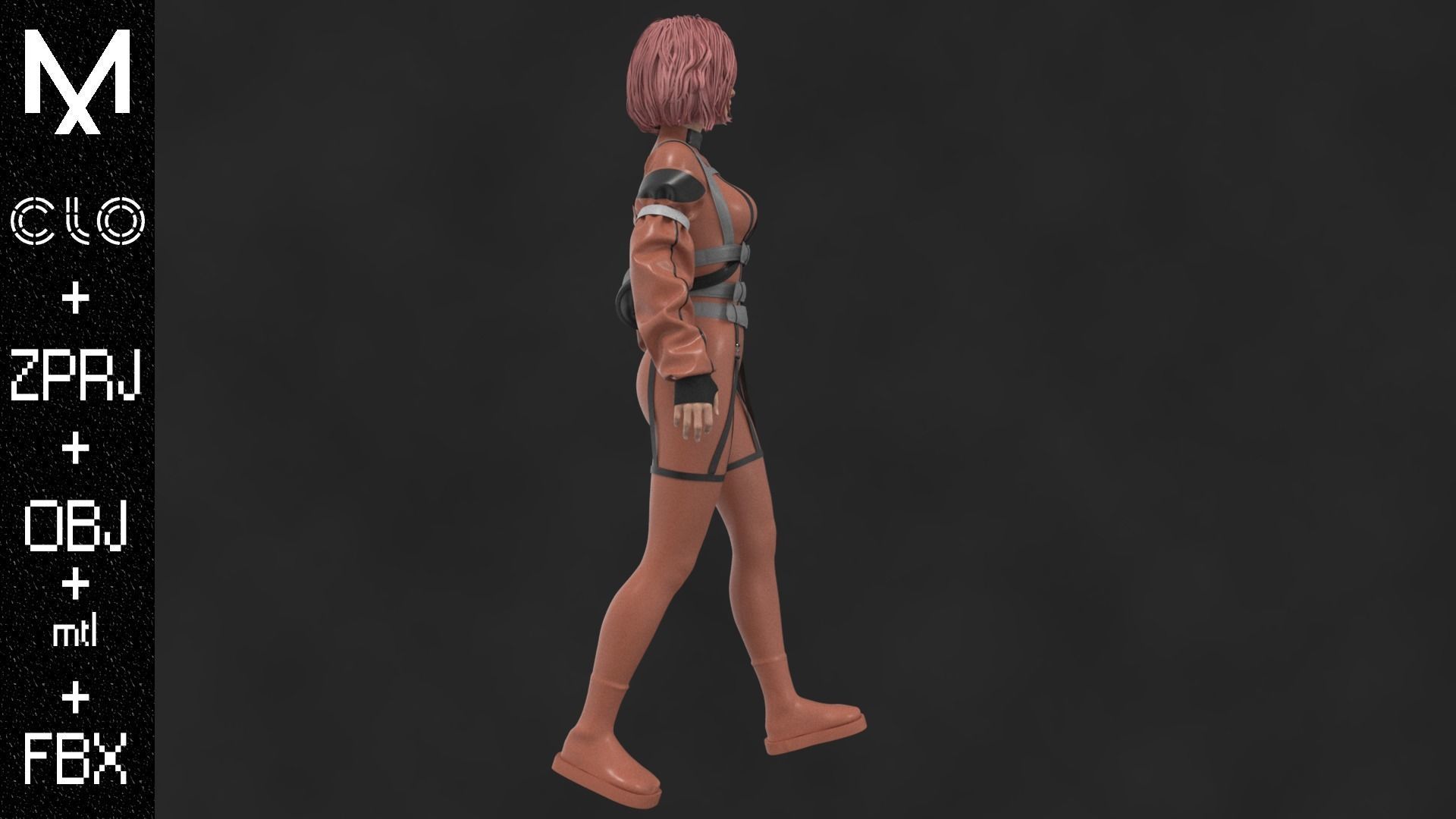 Female CyberPunk Outfit OBJ mtl FBX ZPRJ 3D model_8