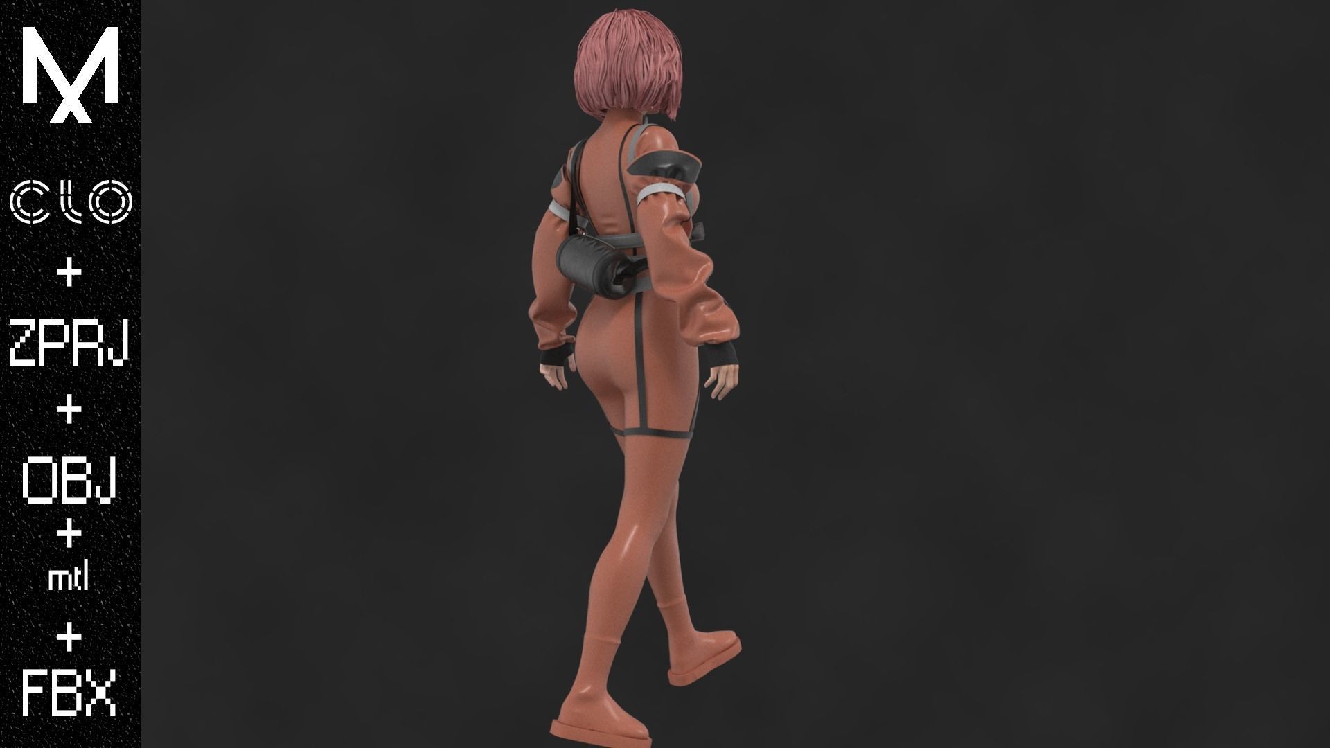 Female CyberPunk Outfit OBJ mtl FBX ZPRJ 3D model_7