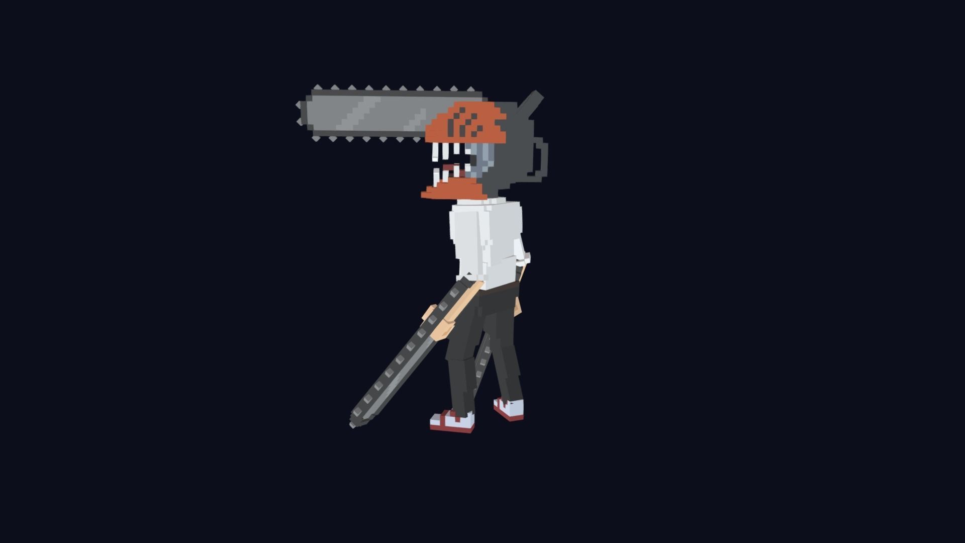 Chainsaw Man - Voxel Low Poly 3D Character Low-poly 3D model_5