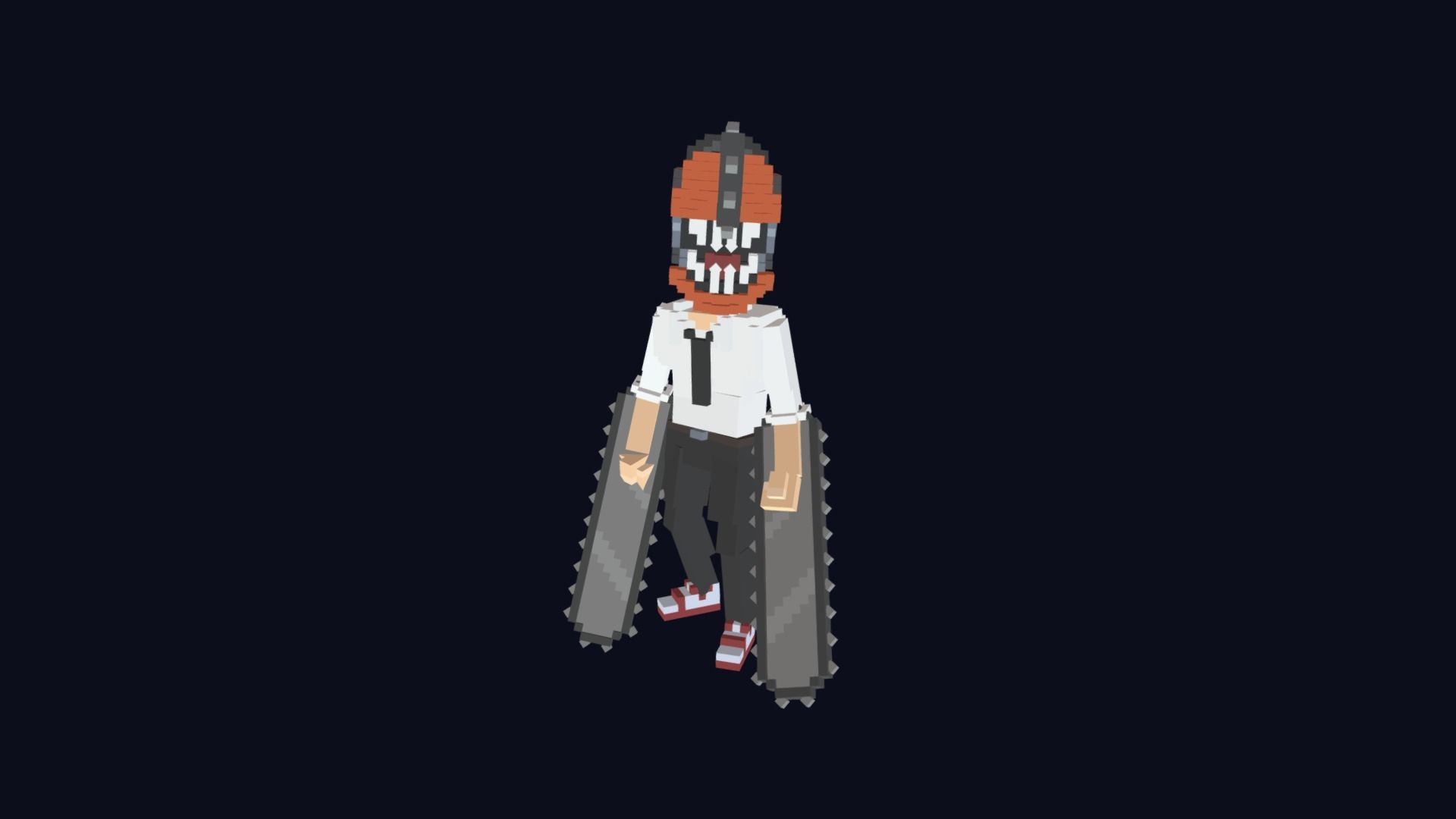 Chainsaw Man - Voxel Low Poly 3D Character Low-poly 3D model_4