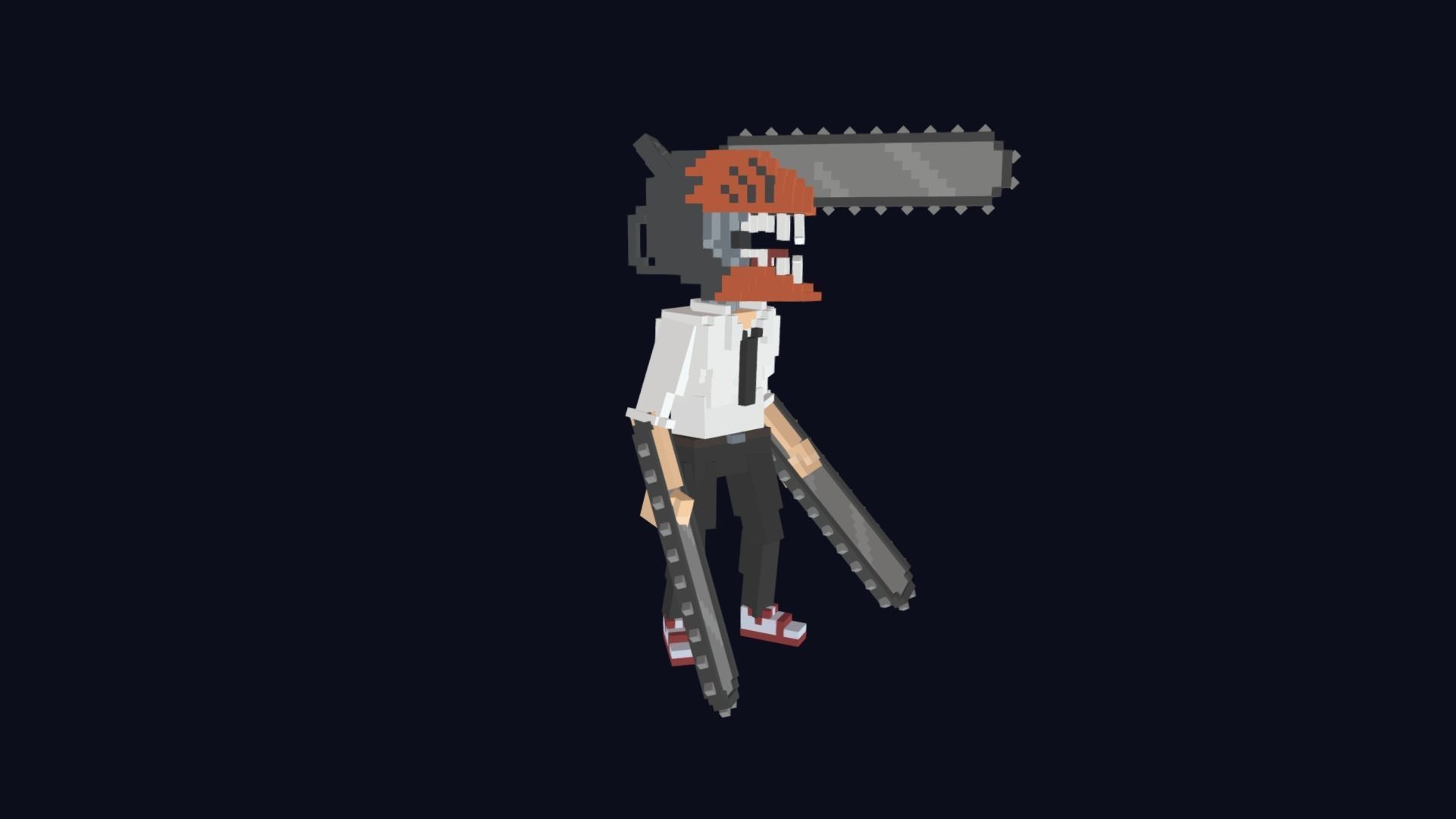 Chainsaw Man - Voxel Low Poly 3D Character Low-poly 3D model_7