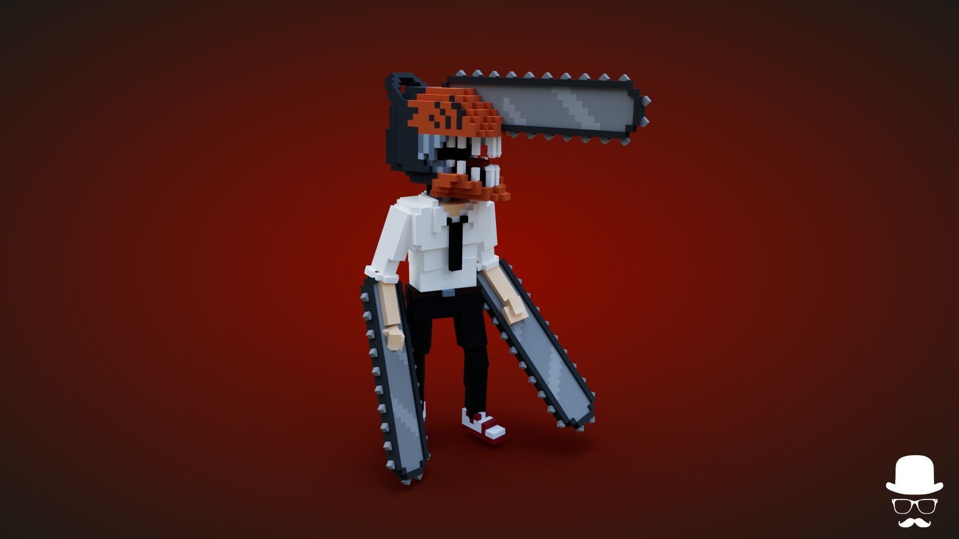 Chainsaw Man - Voxel Low Poly 3D Character Low-poly 3D model_3