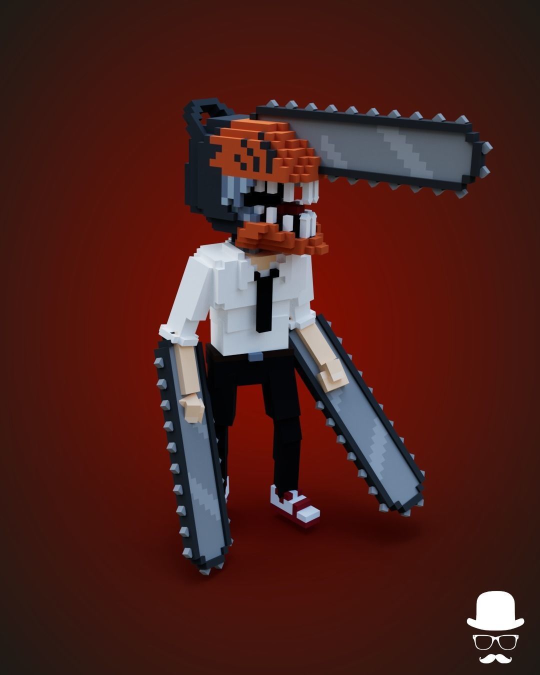 Chainsaw Man - Voxel Low Poly 3D Character Low-poly 3D model_2