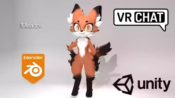 Meadow the Fox VRCHAT READY 3D FBX Model Low-poly 3D model
