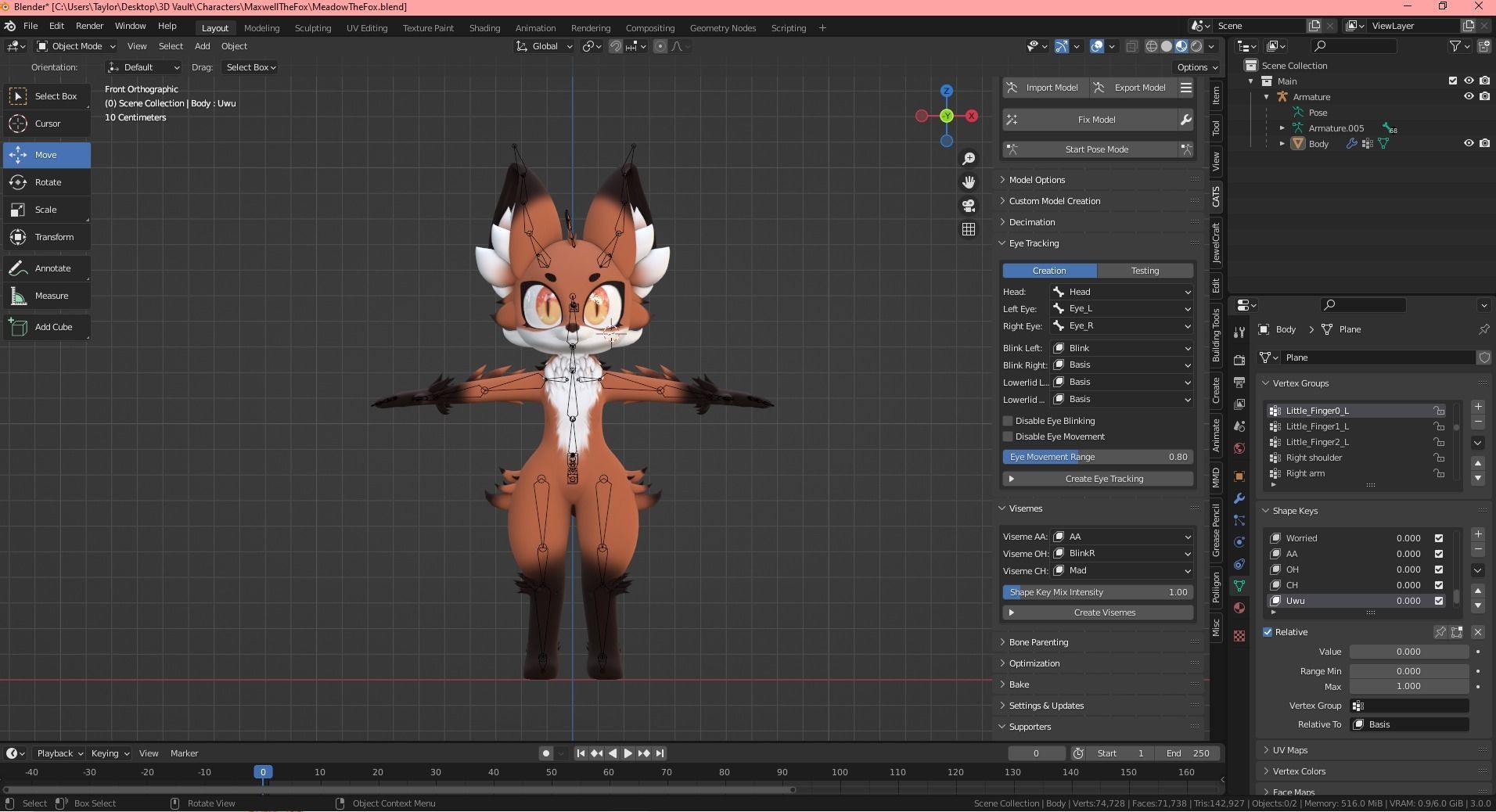 Meadow the Fox VRCHAT READY 3D FBX Model Low-poly 3D model_3