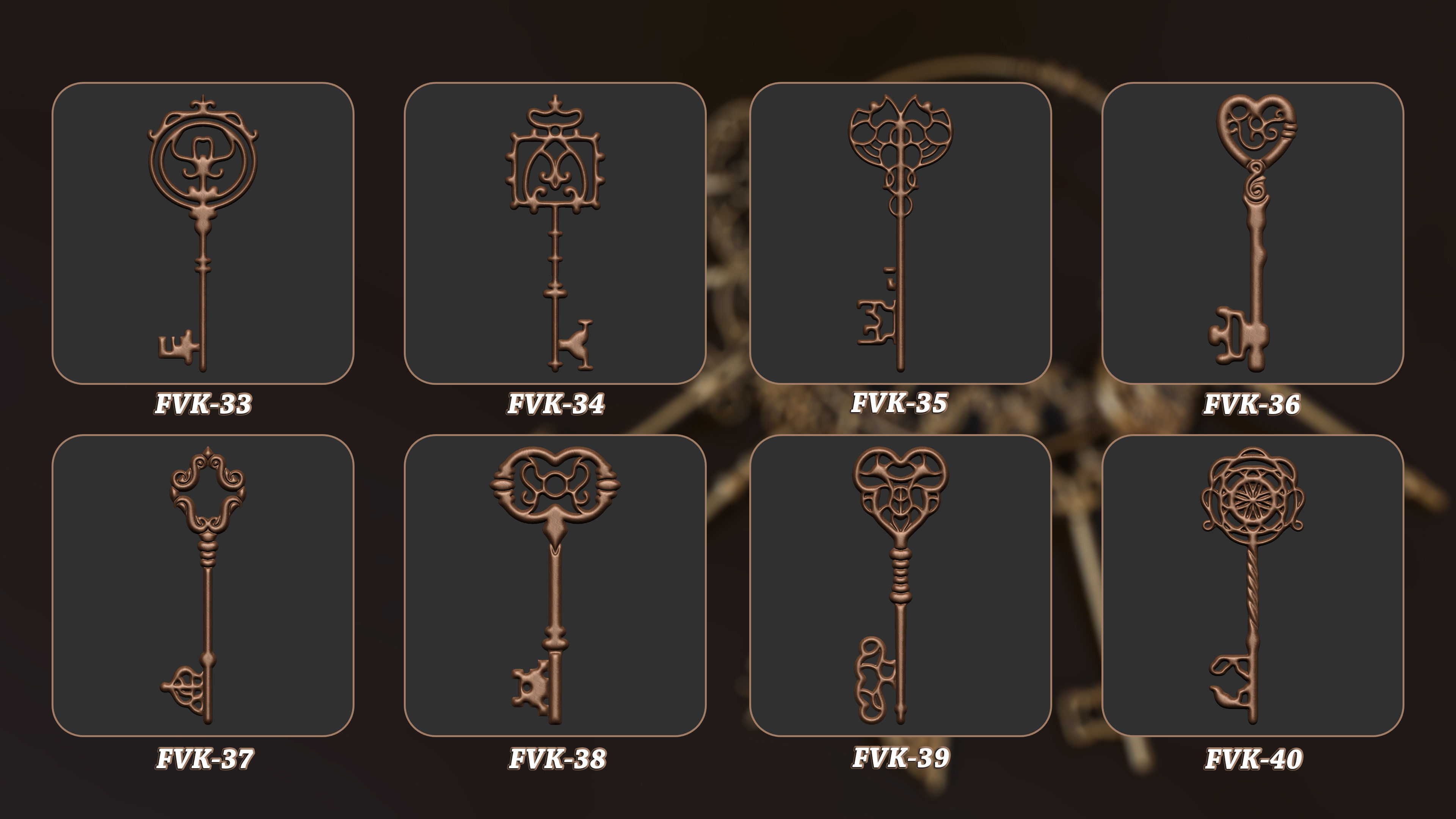 45 Vintage Key 3D Model Vol 2 3D model_5