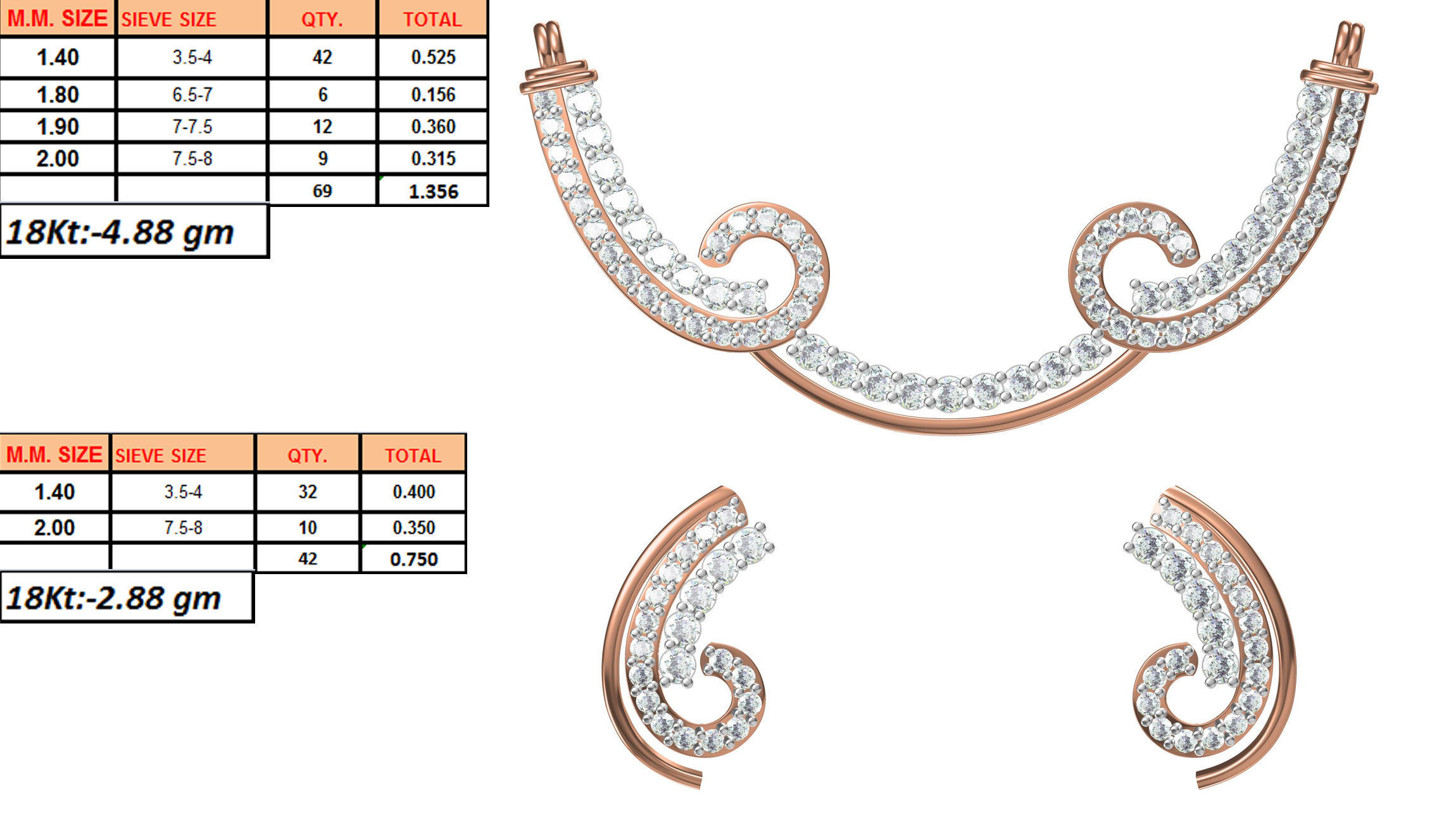 Women Earring Necklace Set STL JCD Details 3D print model_1