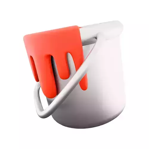 3d  open bucket with a paint color