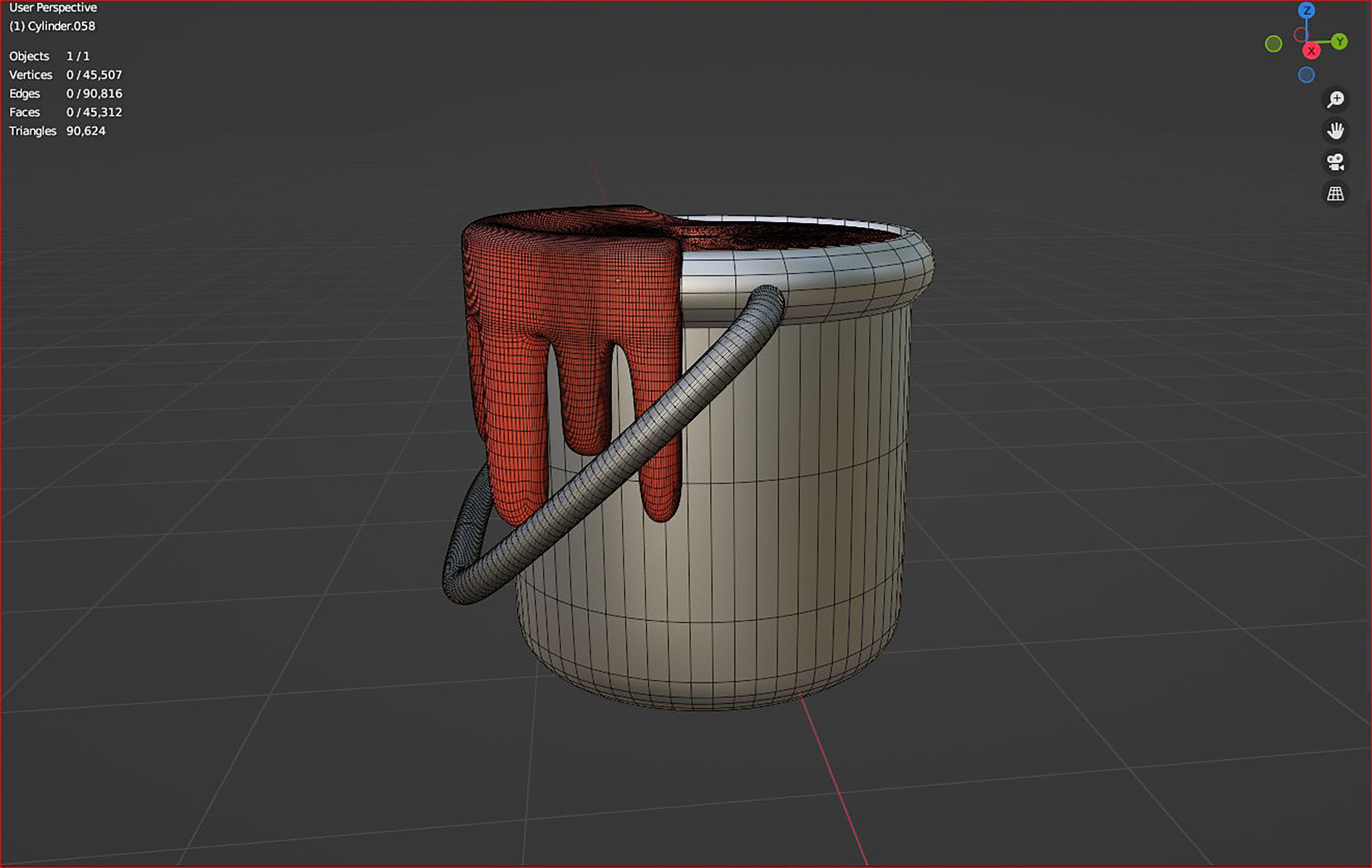 3d  open bucket with a paint color 3D model_6