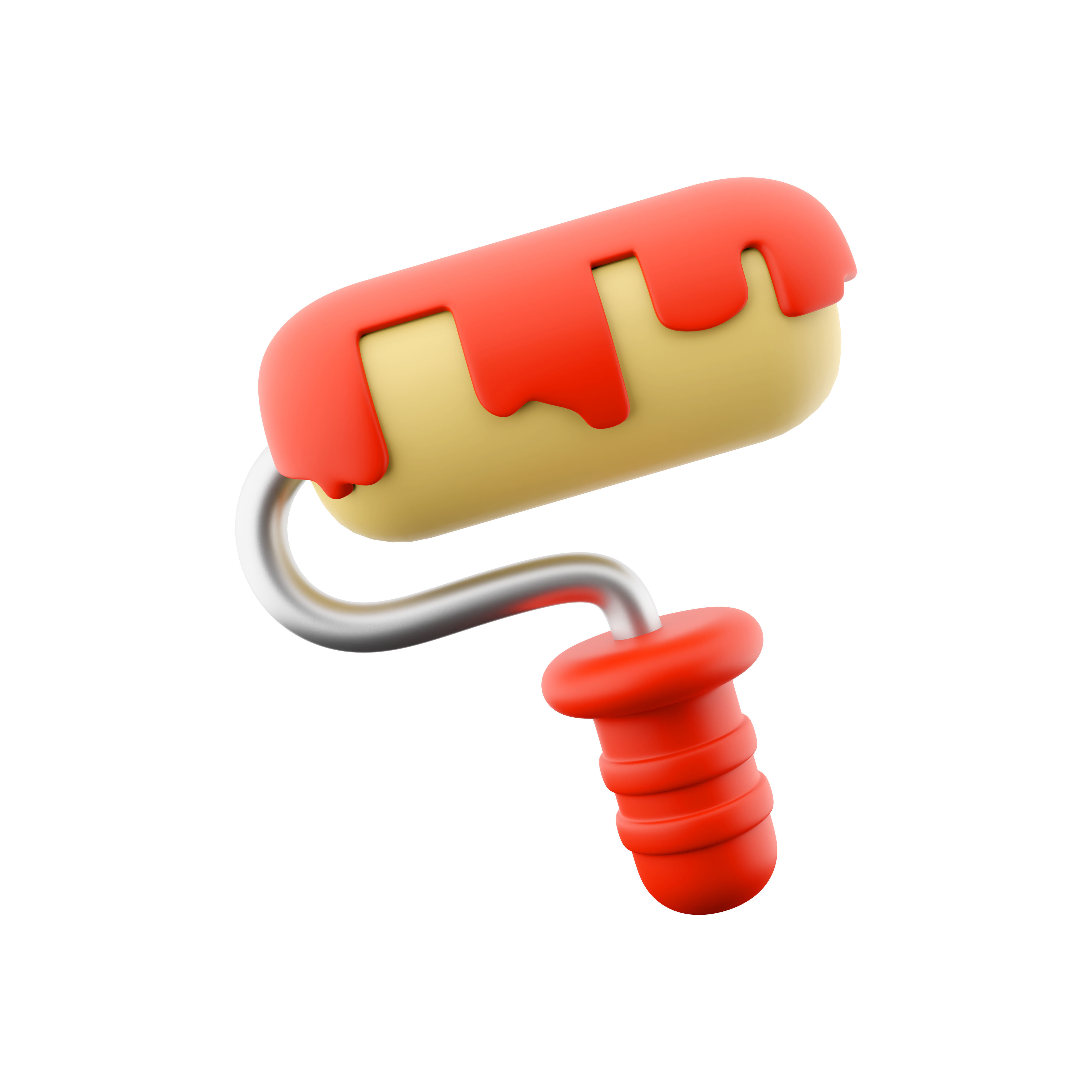 3d  paint roller cartoon icon 3D model_3