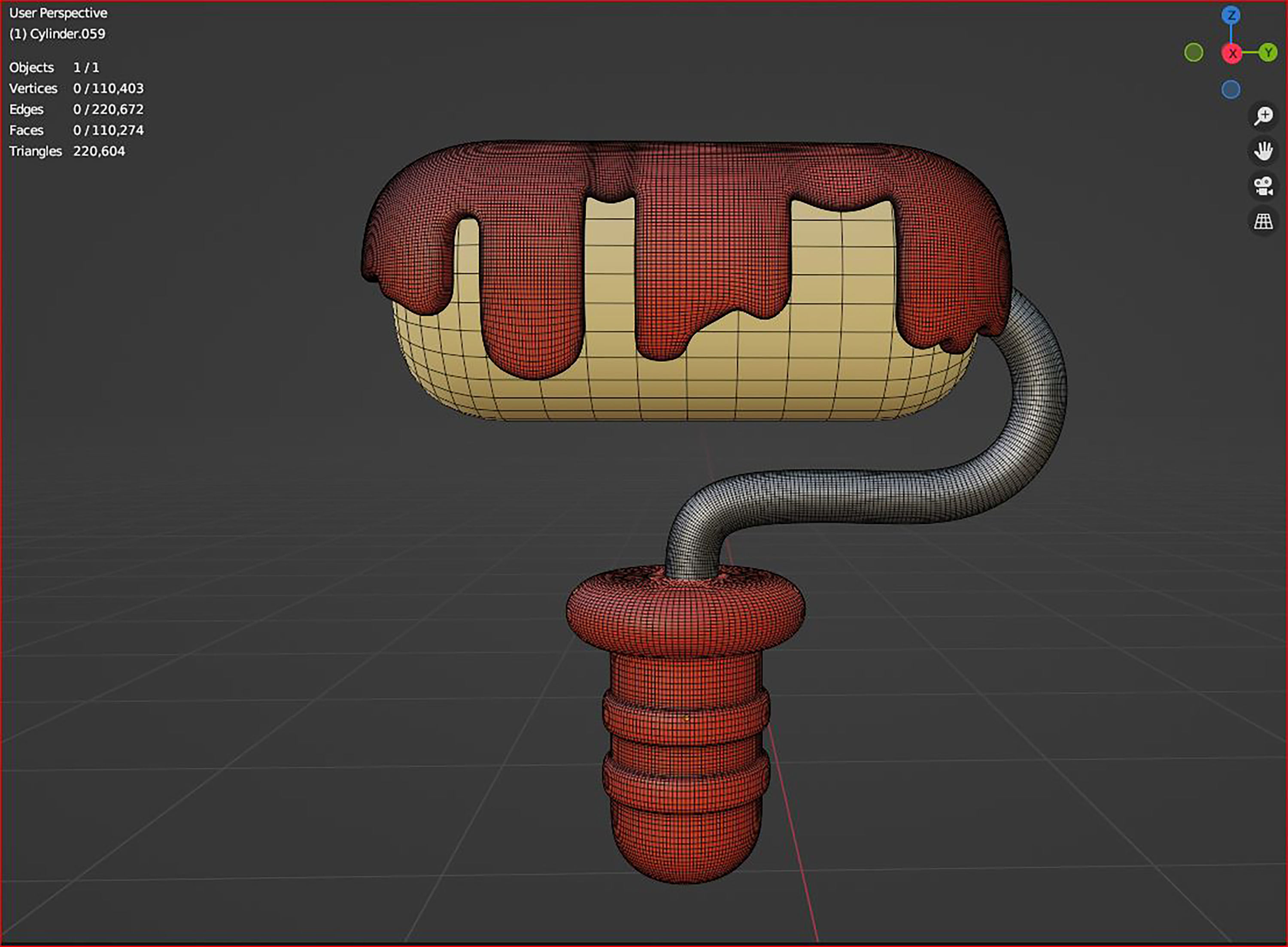 3d  paint roller cartoon icon 3D model_6