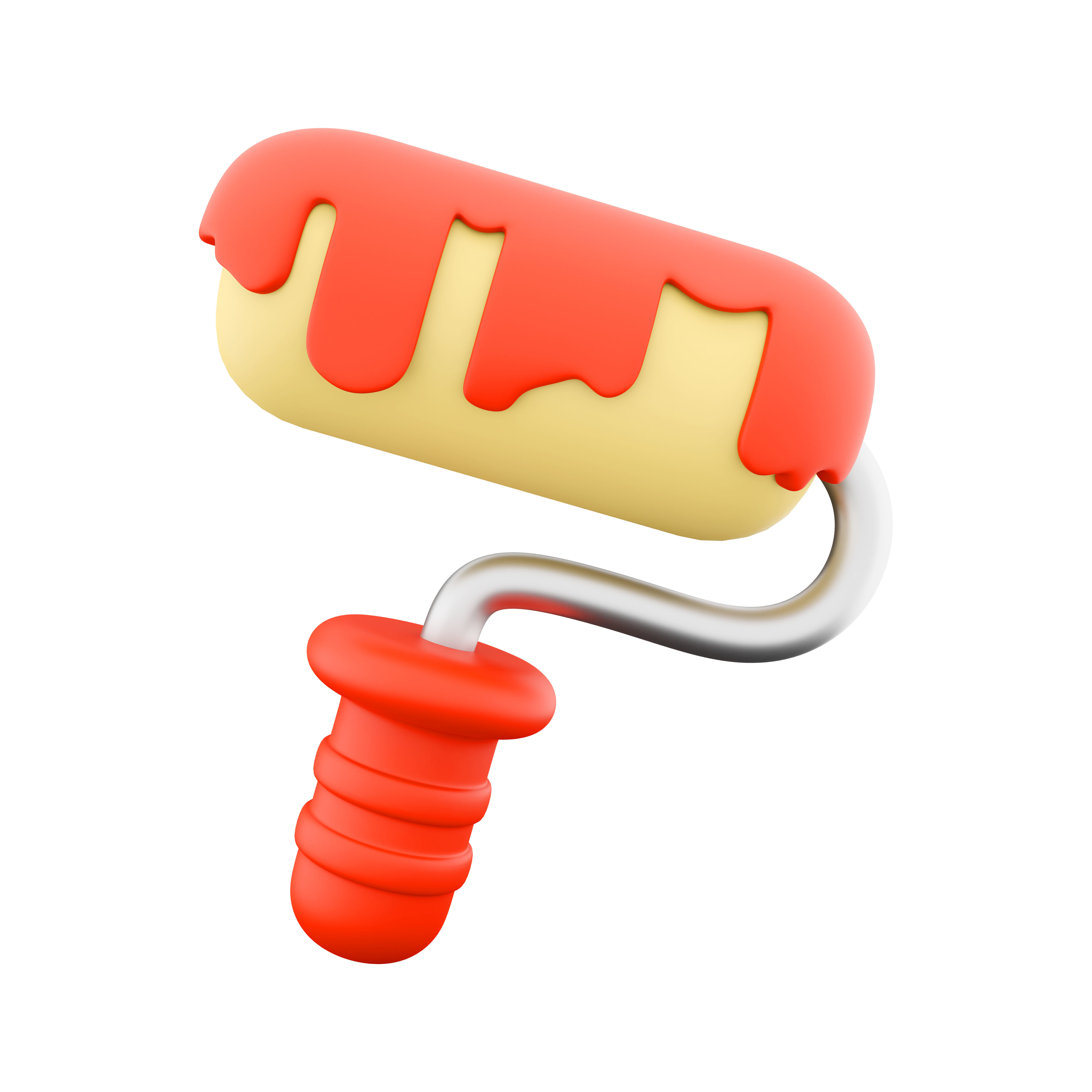 3d  paint roller cartoon icon 3D model_1