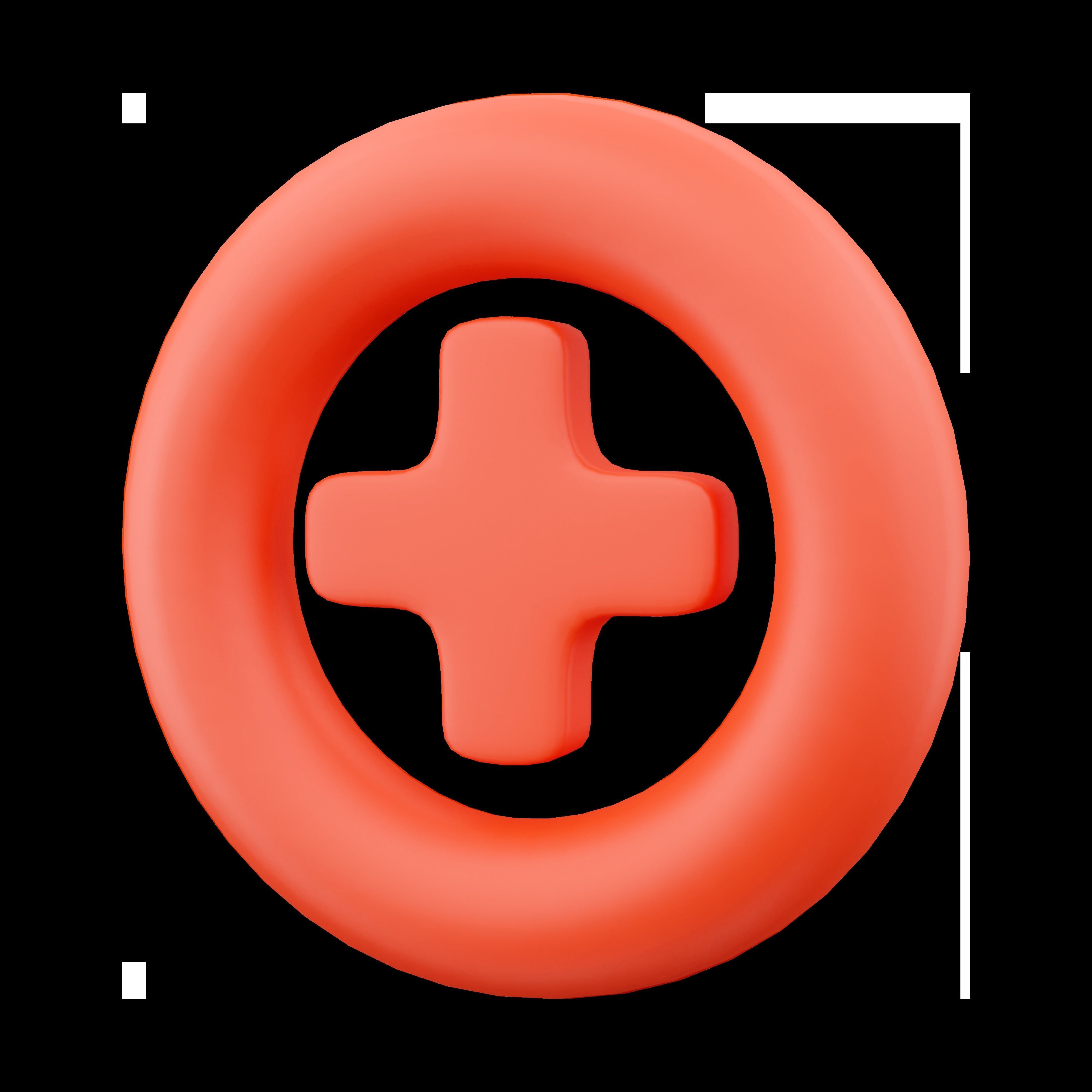 3d Add icon  plus medical cross round button 3D model_1