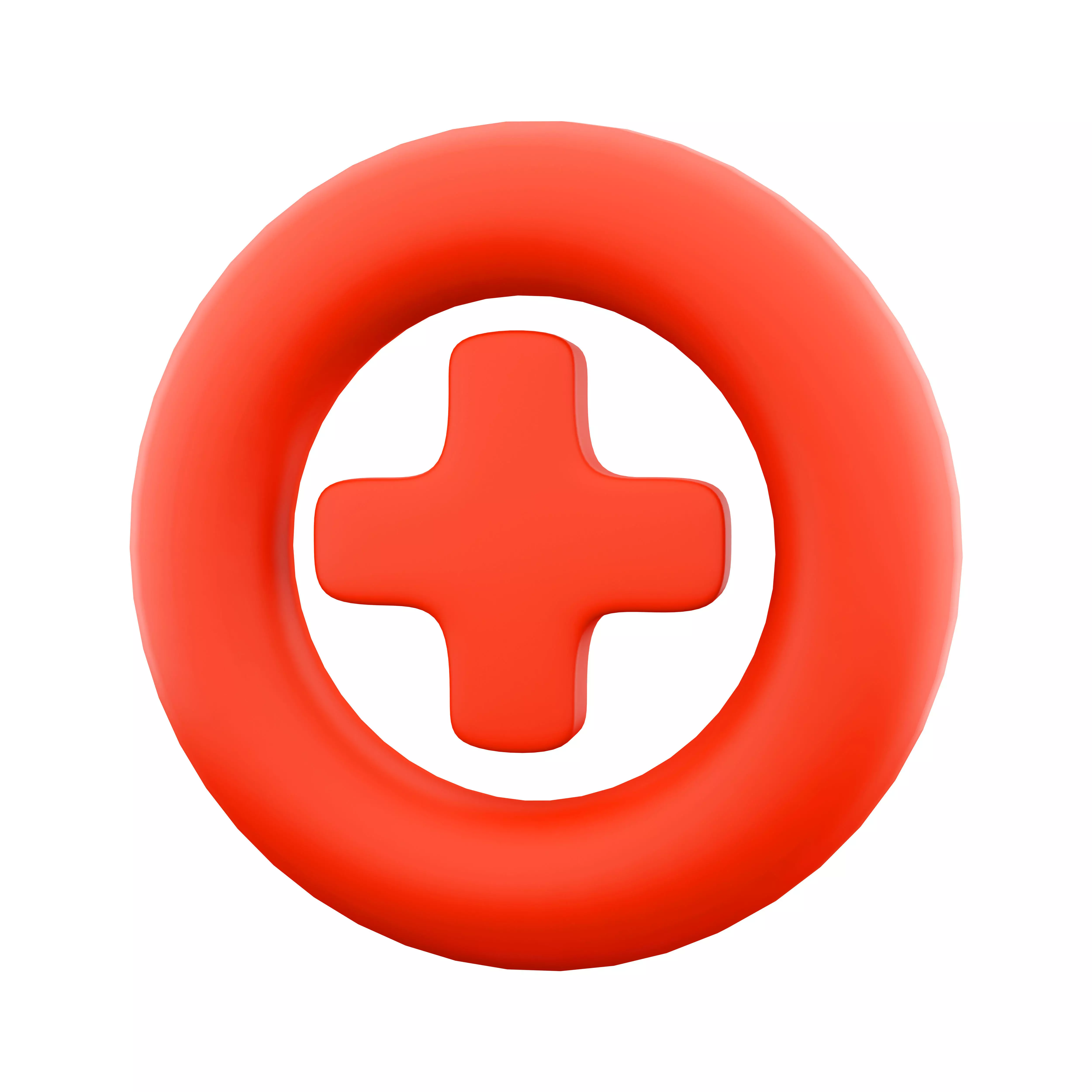 3d Add icon  plus medical cross round button 3D model_0