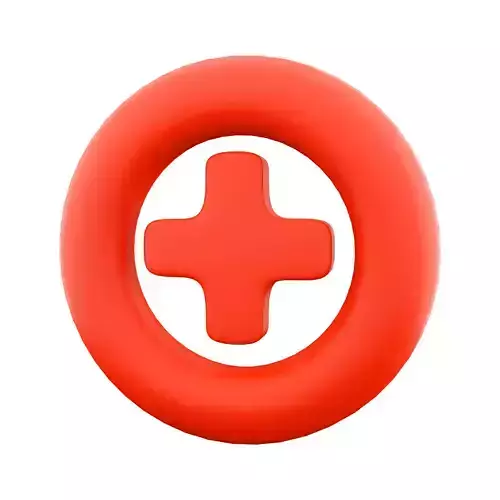 3d Add icon  plus medical cross round button 3D model
