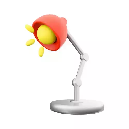 3d Table lamp with light bulb  cartoon icon