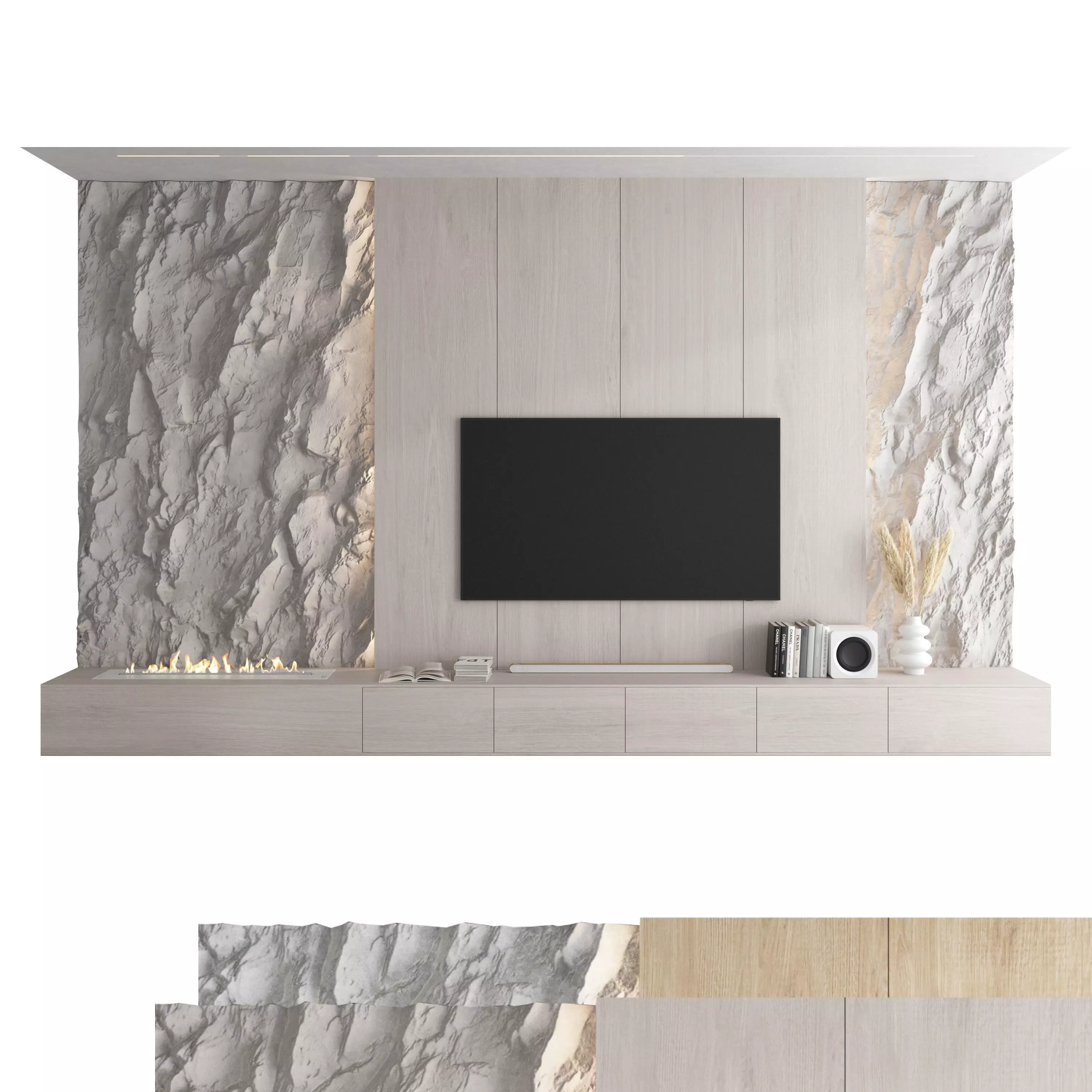 TV wall set 49 3D model_0