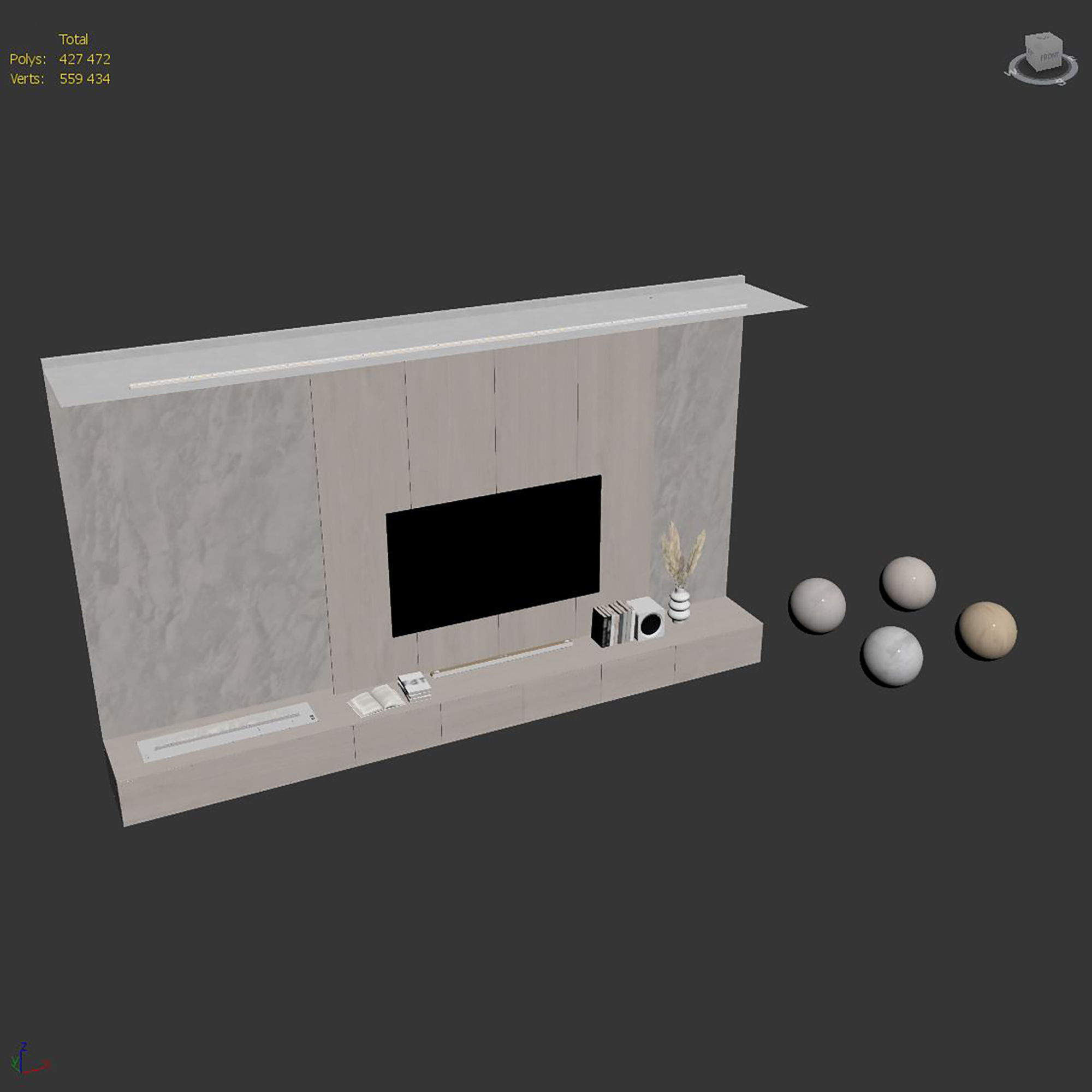 TV wall set 49 3D model_7