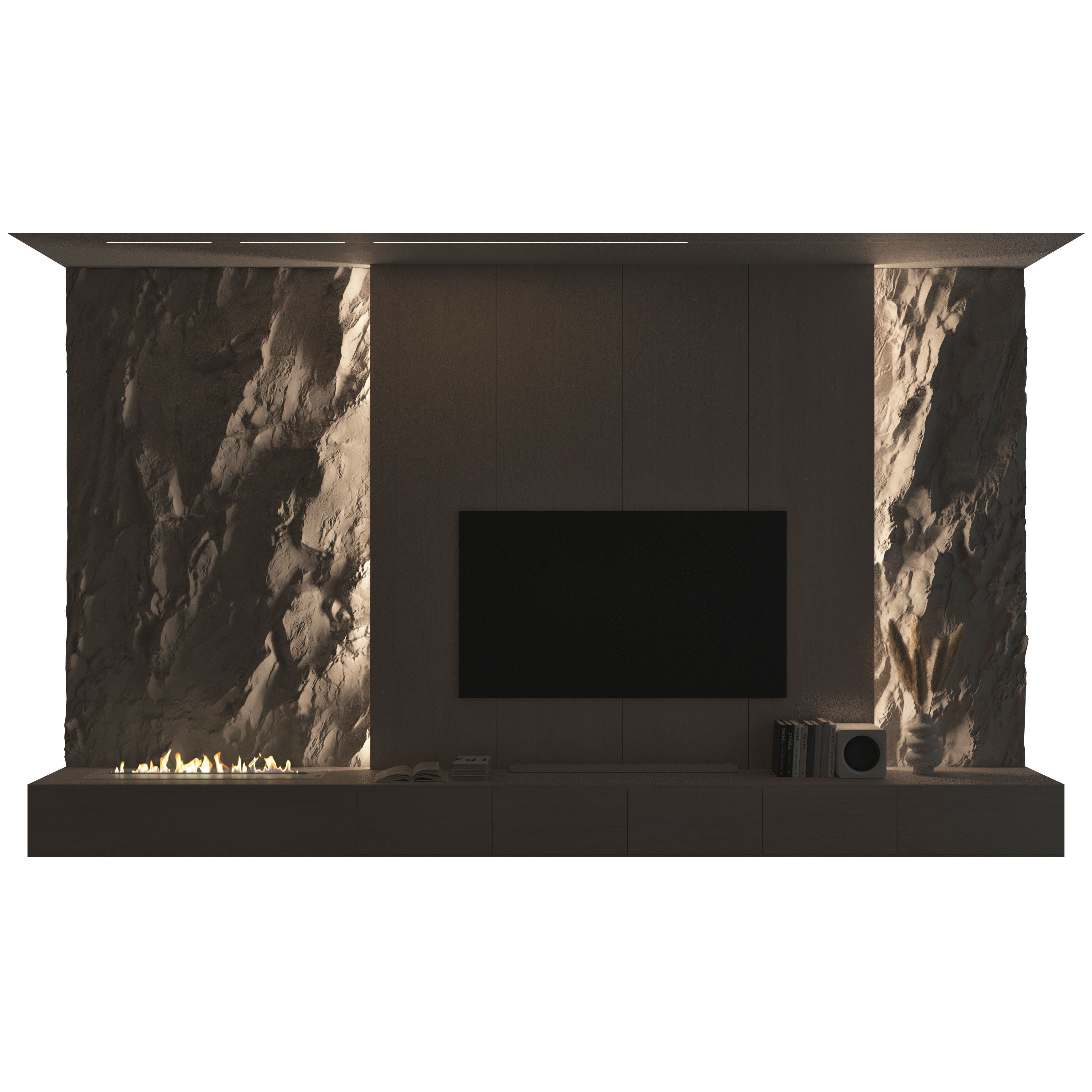TV wall set 49 3D model_5