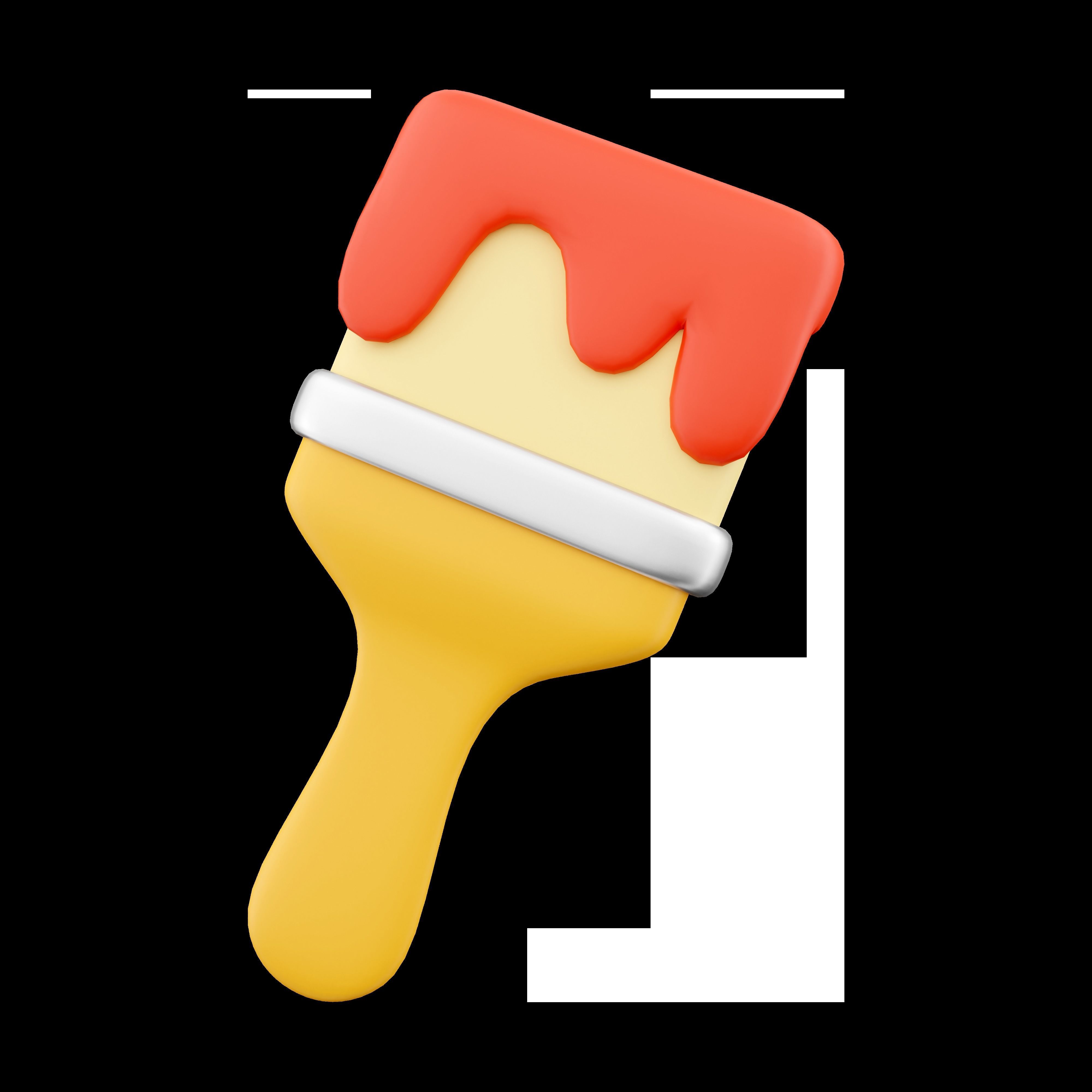 3d  paint brush icon with color 3D model_2