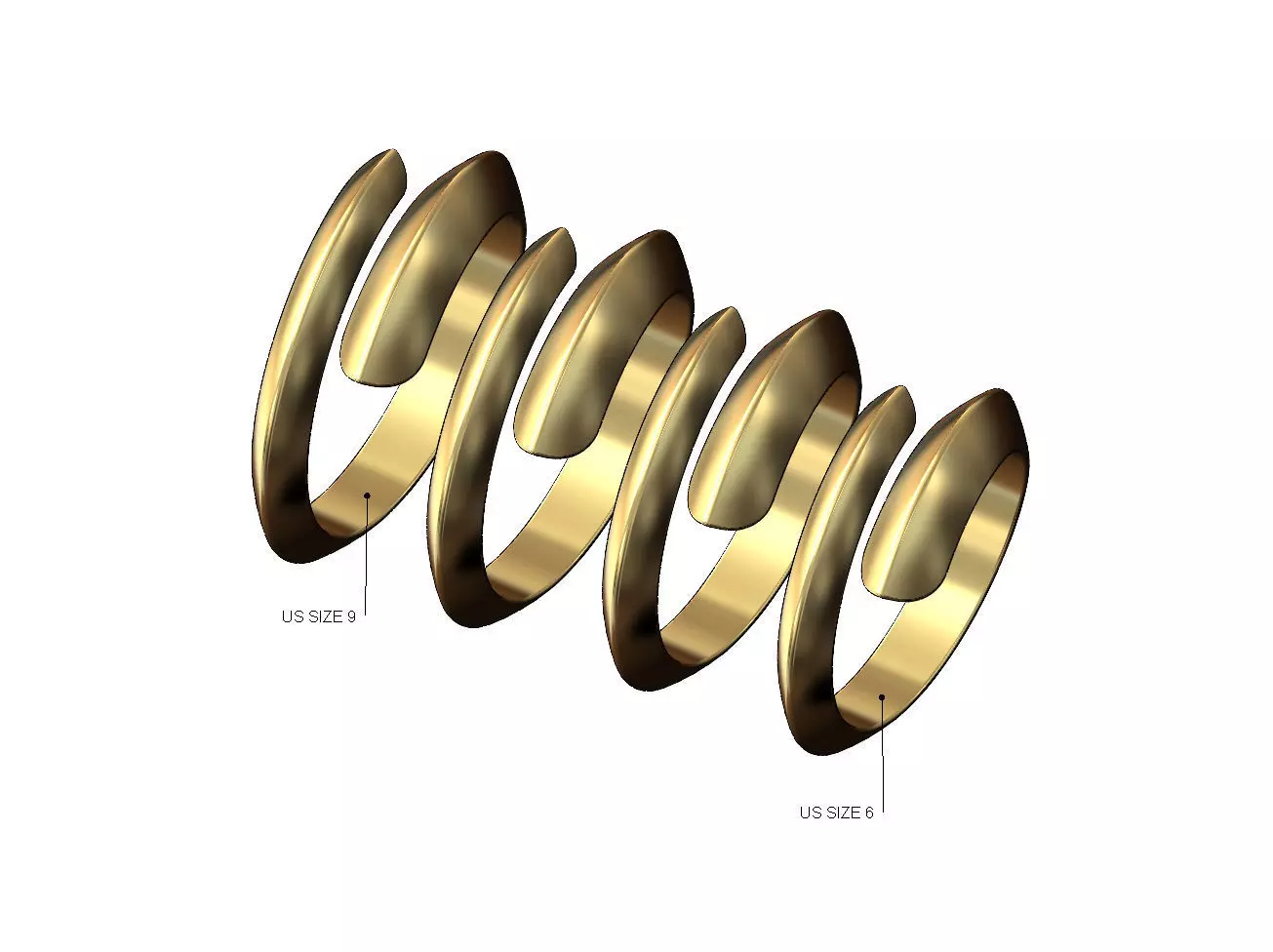 Claw bypass fashion band US sizes 6to9 3D print model