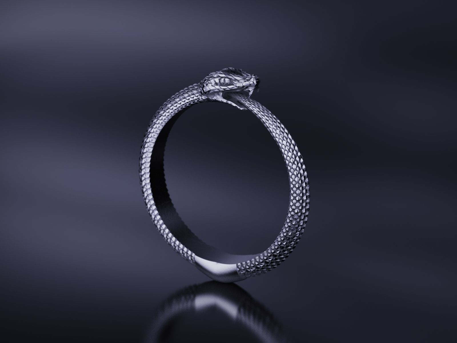Snake Ring Pendant Ouroboros Faceted 3D print model_1