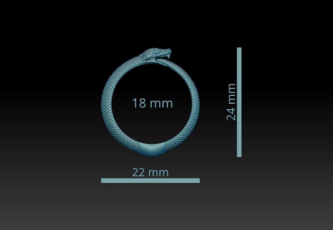 Snake Ring Pendant Ouroboros Faceted 3D print model_8