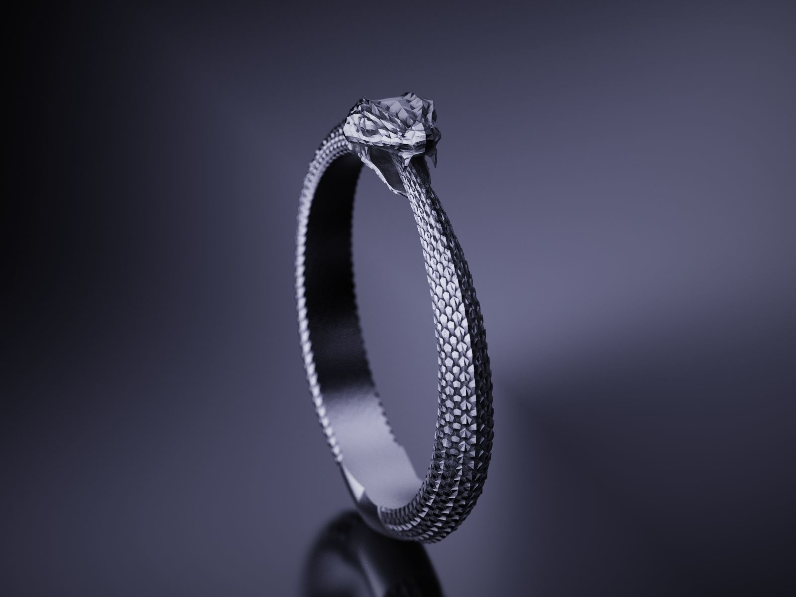 Snake Ring Pendant Ouroboros Faceted 3D print model_2