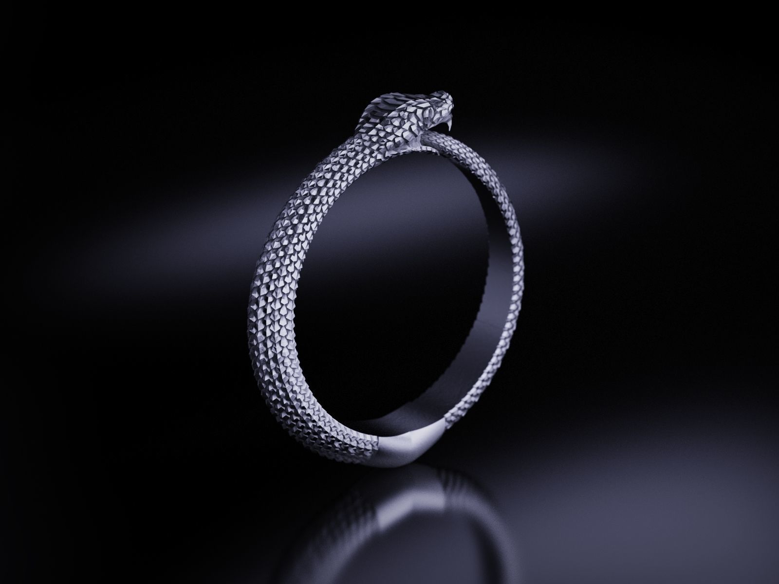 Snake Ring Pendant Ouroboros Faceted 3D print model_7