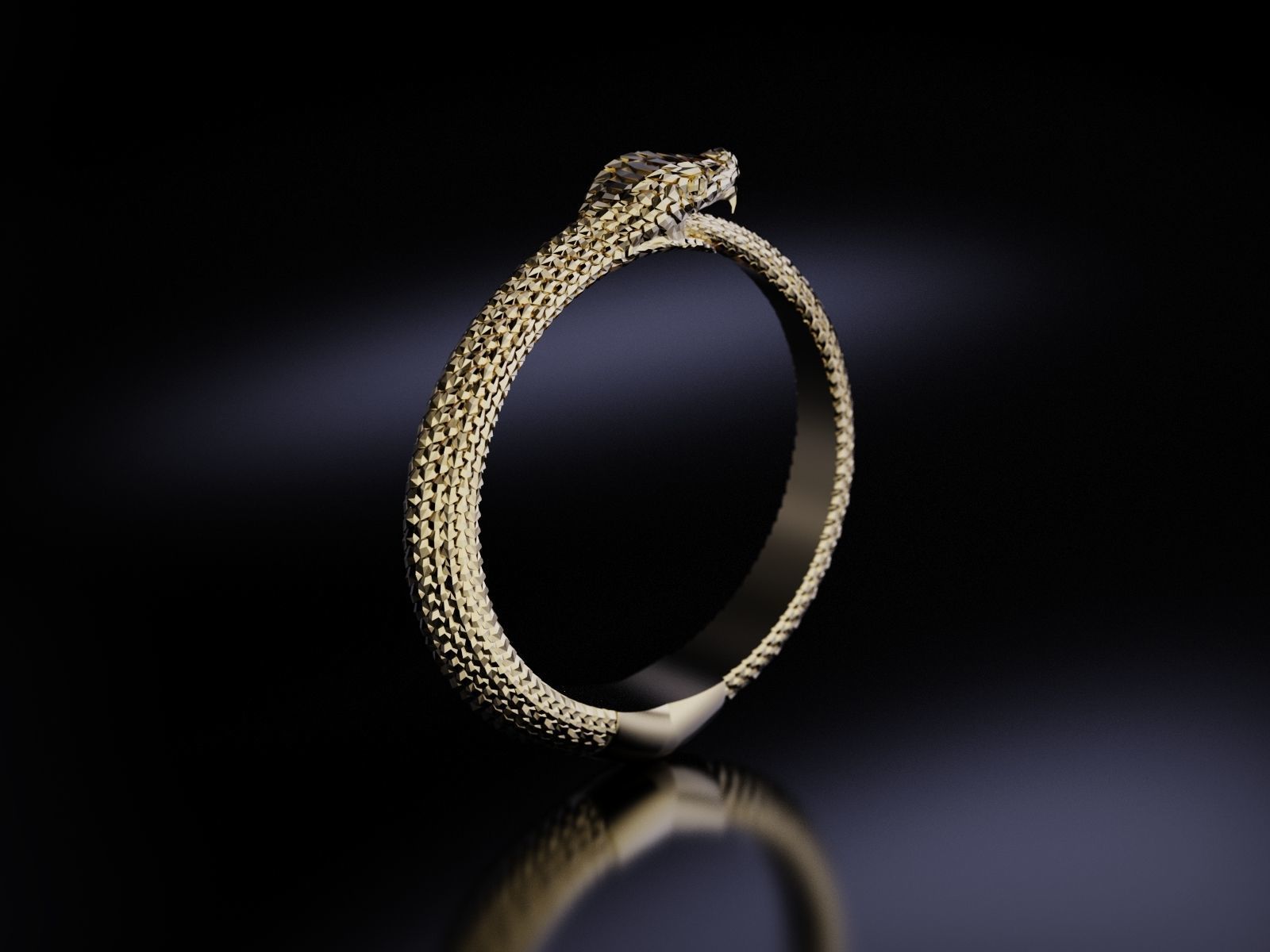 Snake Ring Pendant Ouroboros Faceted 3D print model_6