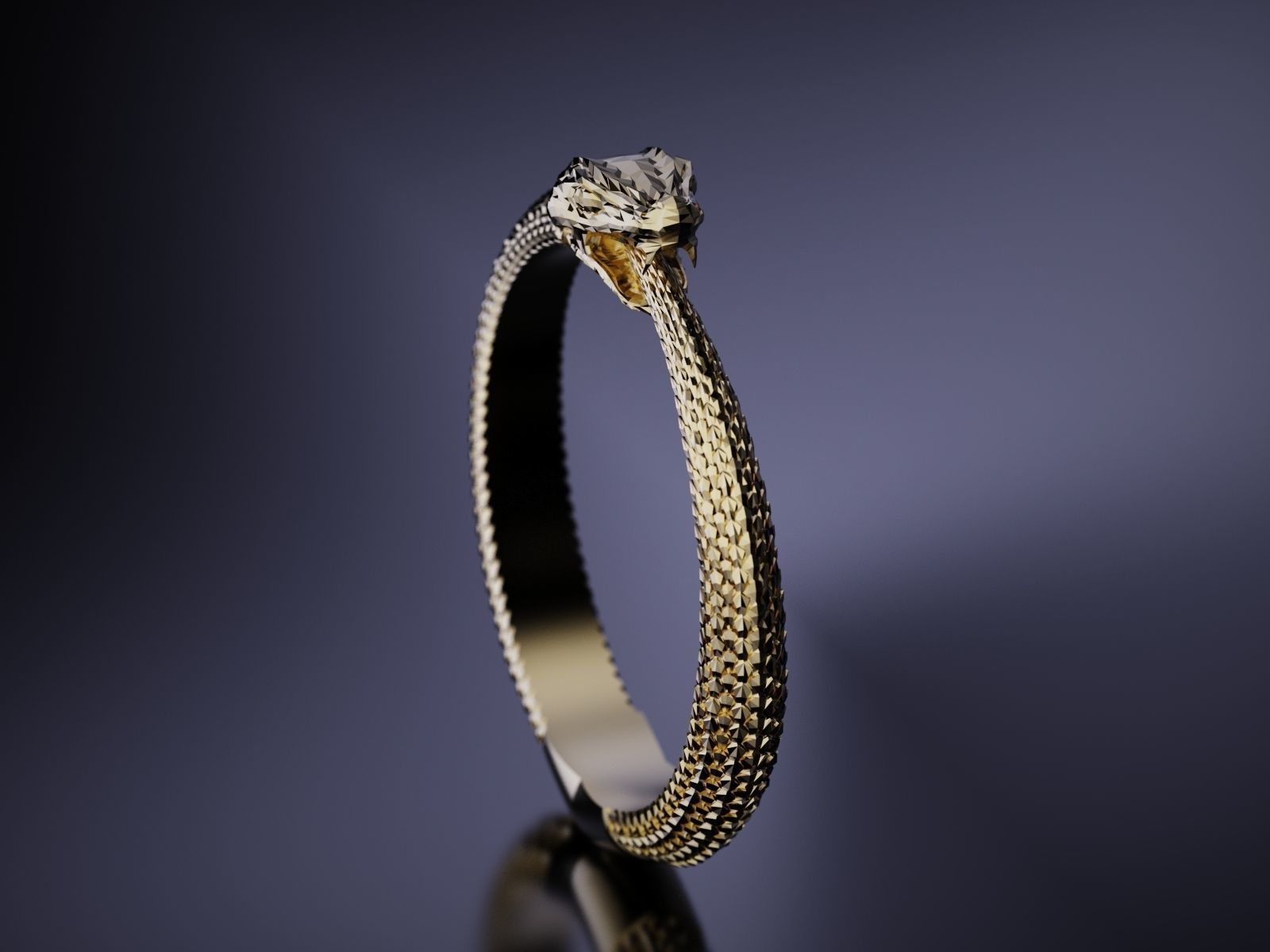 Snake Ring Pendant Ouroboros Faceted 3D print model_5