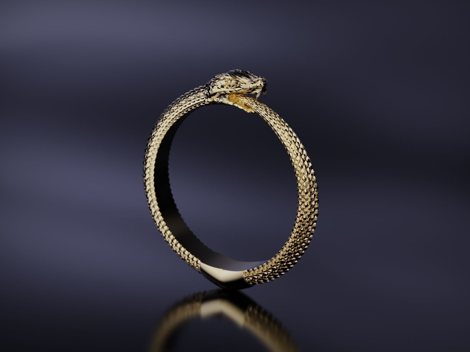 Snake Ring Pendant Ouroboros Faceted 3D print model_4