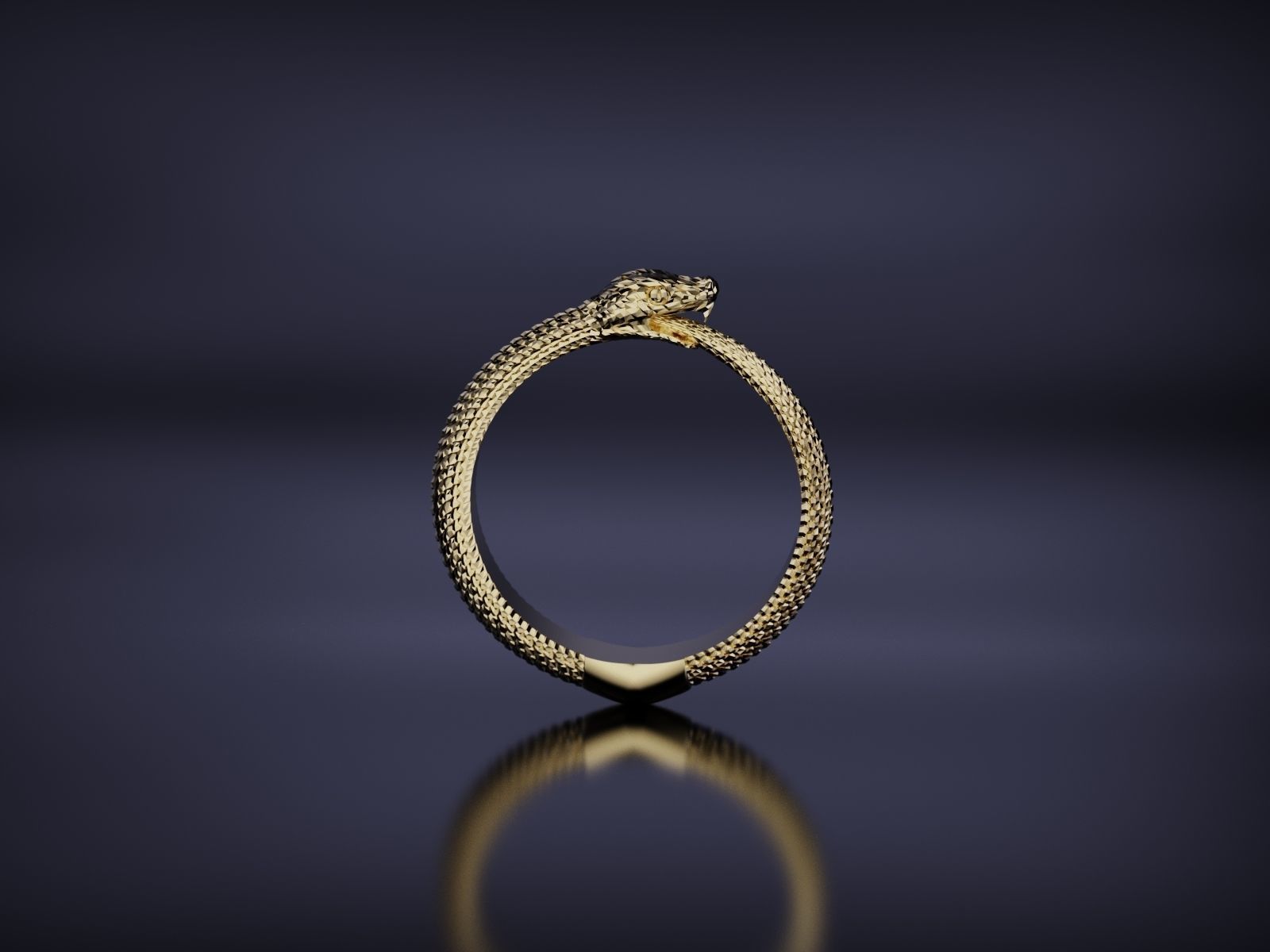 Snake Ring Pendant Ouroboros Faceted 3D print model_3