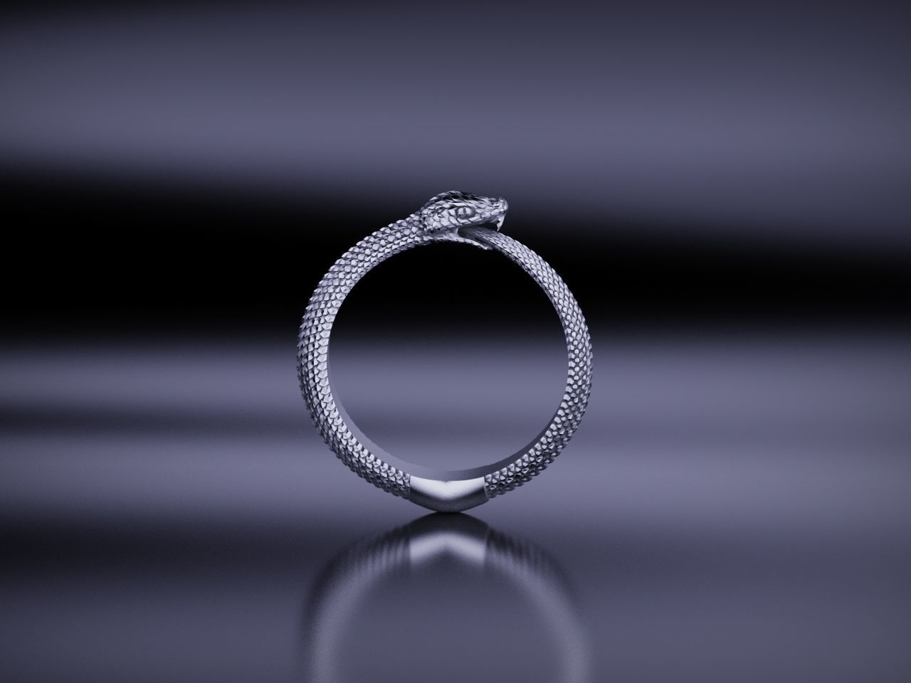 Snake Ring Pendant Ouroboros Faceted 3D print model_11