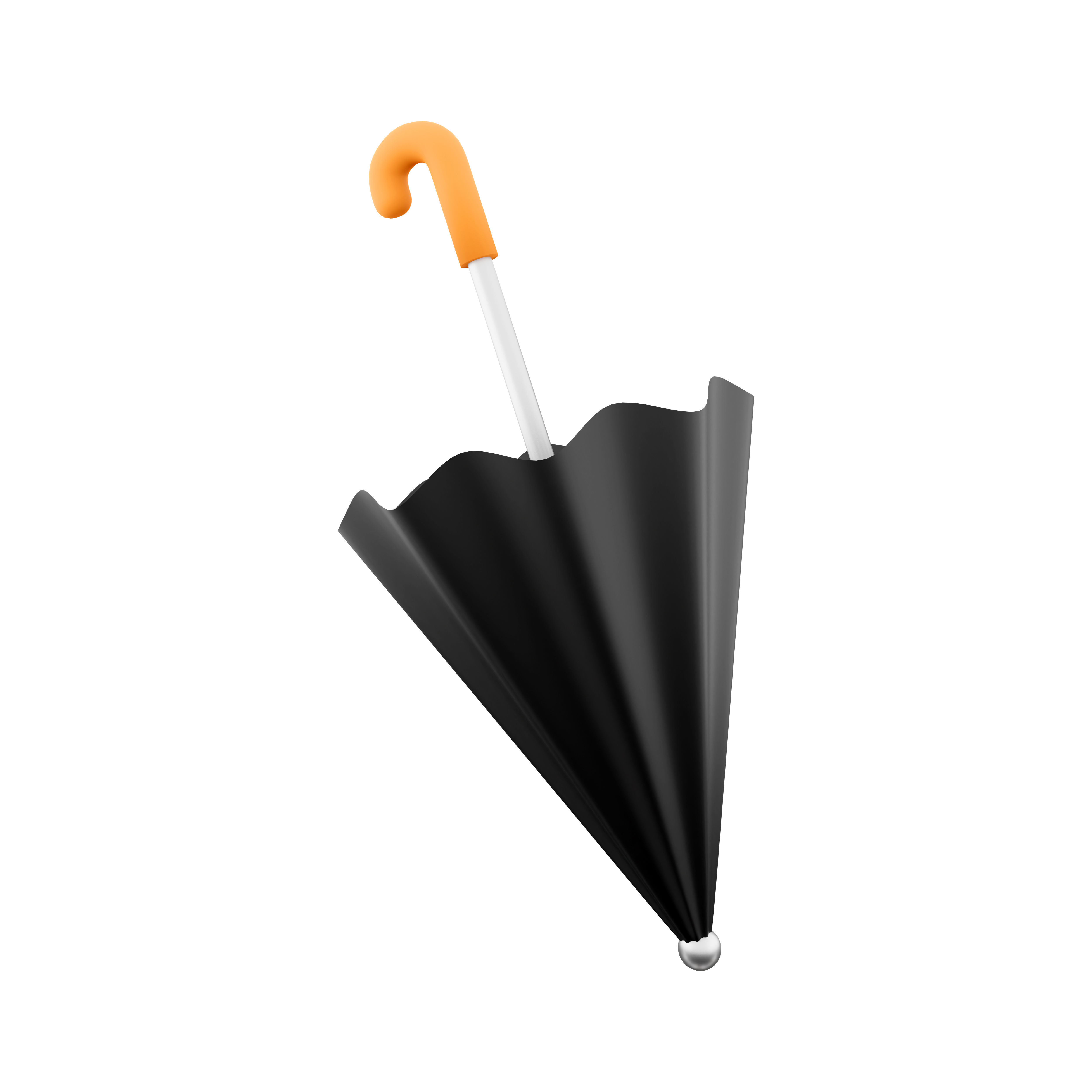 3d   black umbrella cartoon icon 3D model_2