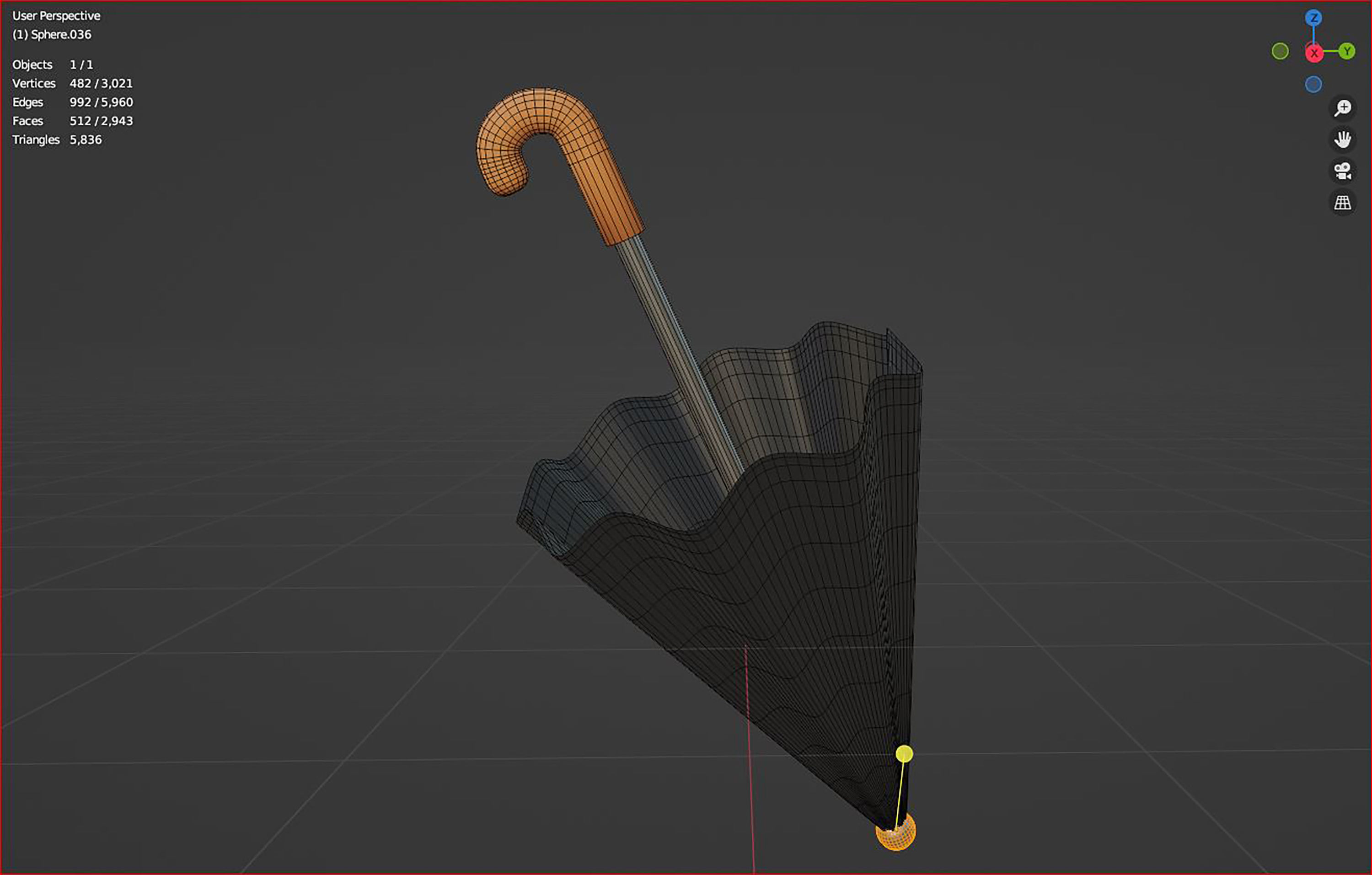 3d   black umbrella cartoon icon 3D model_6