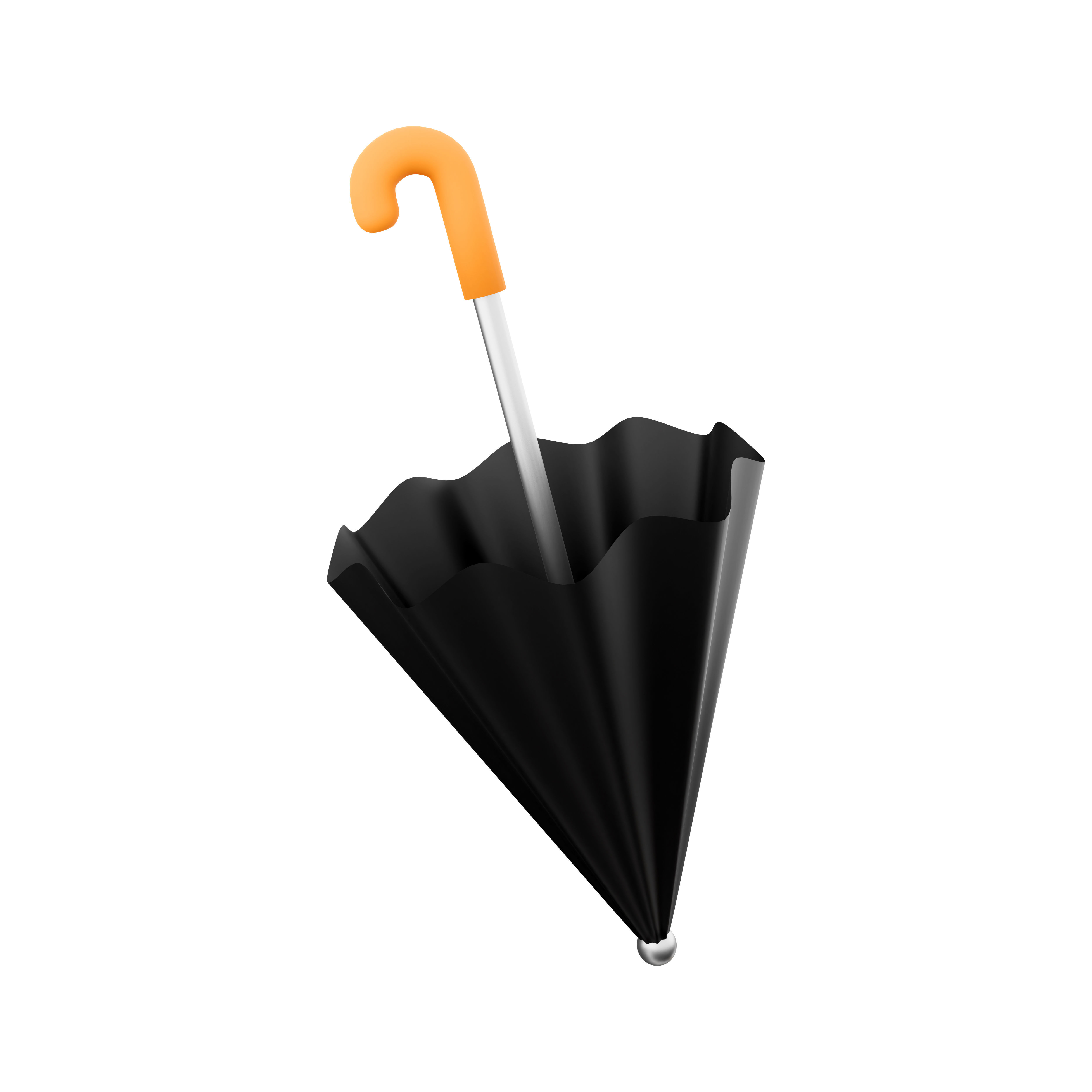 3d   black umbrella cartoon icon 3D model_5