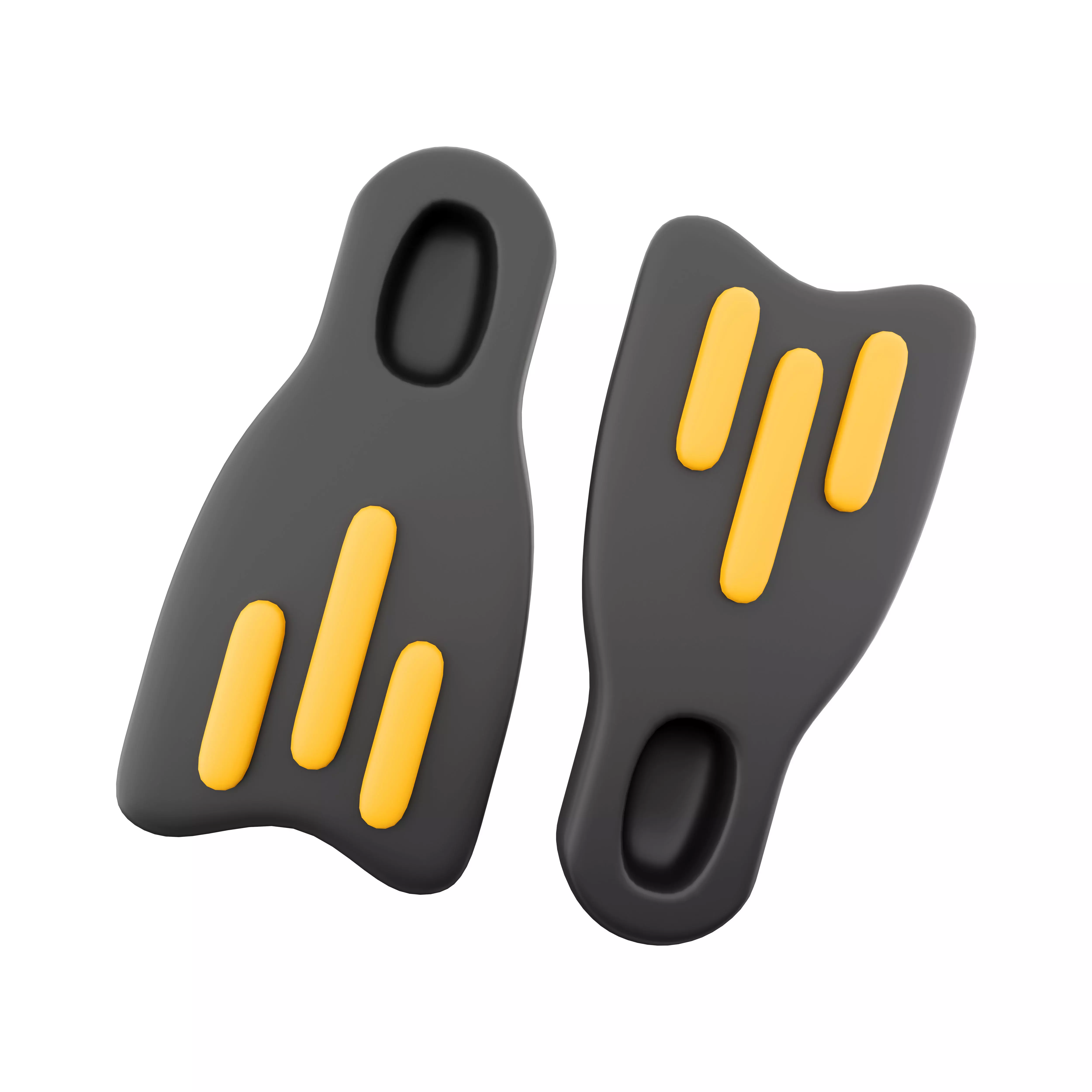 3d  yellow and black flippers cartoon icon 3D model_0