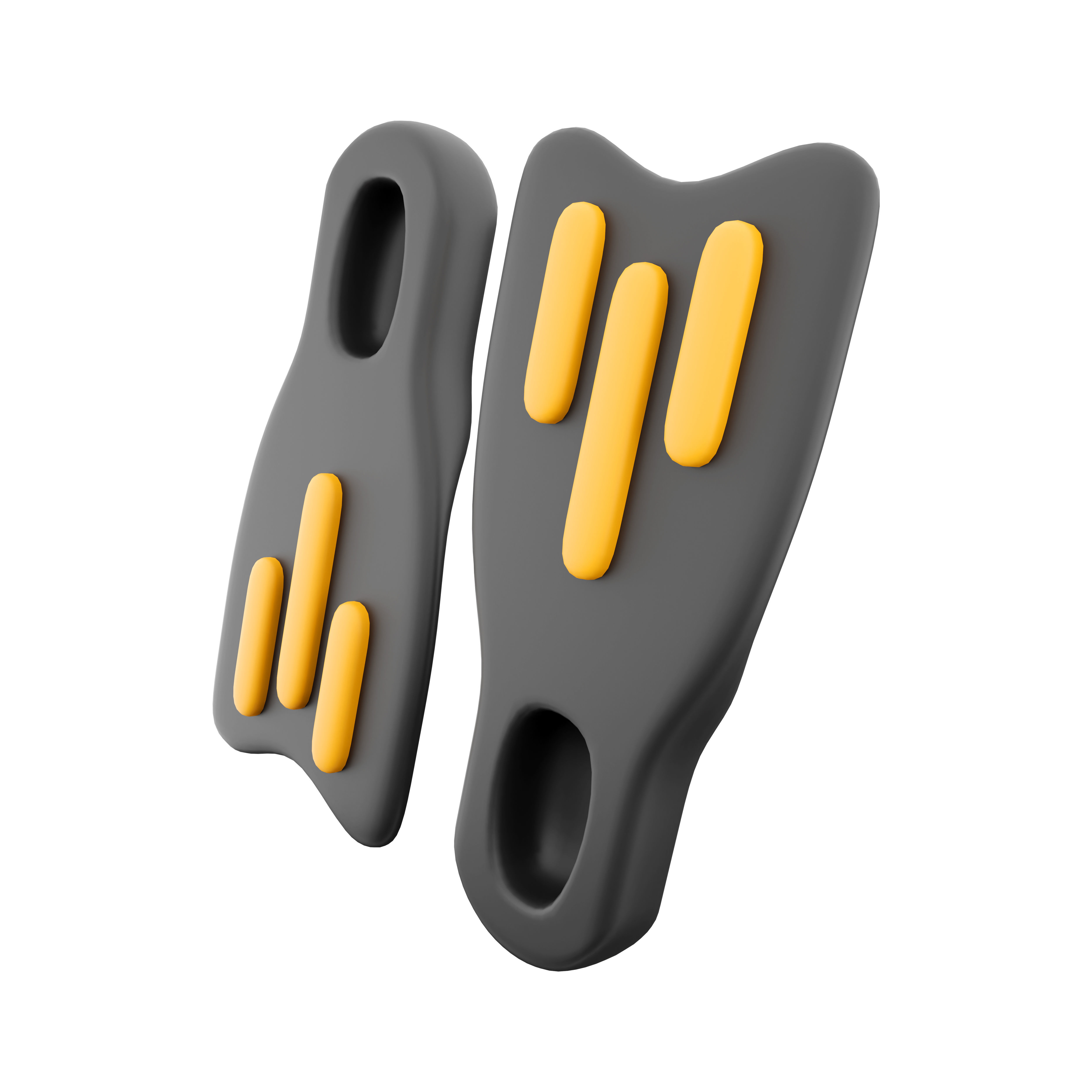 3d  yellow and black flippers cartoon icon 3D model_4